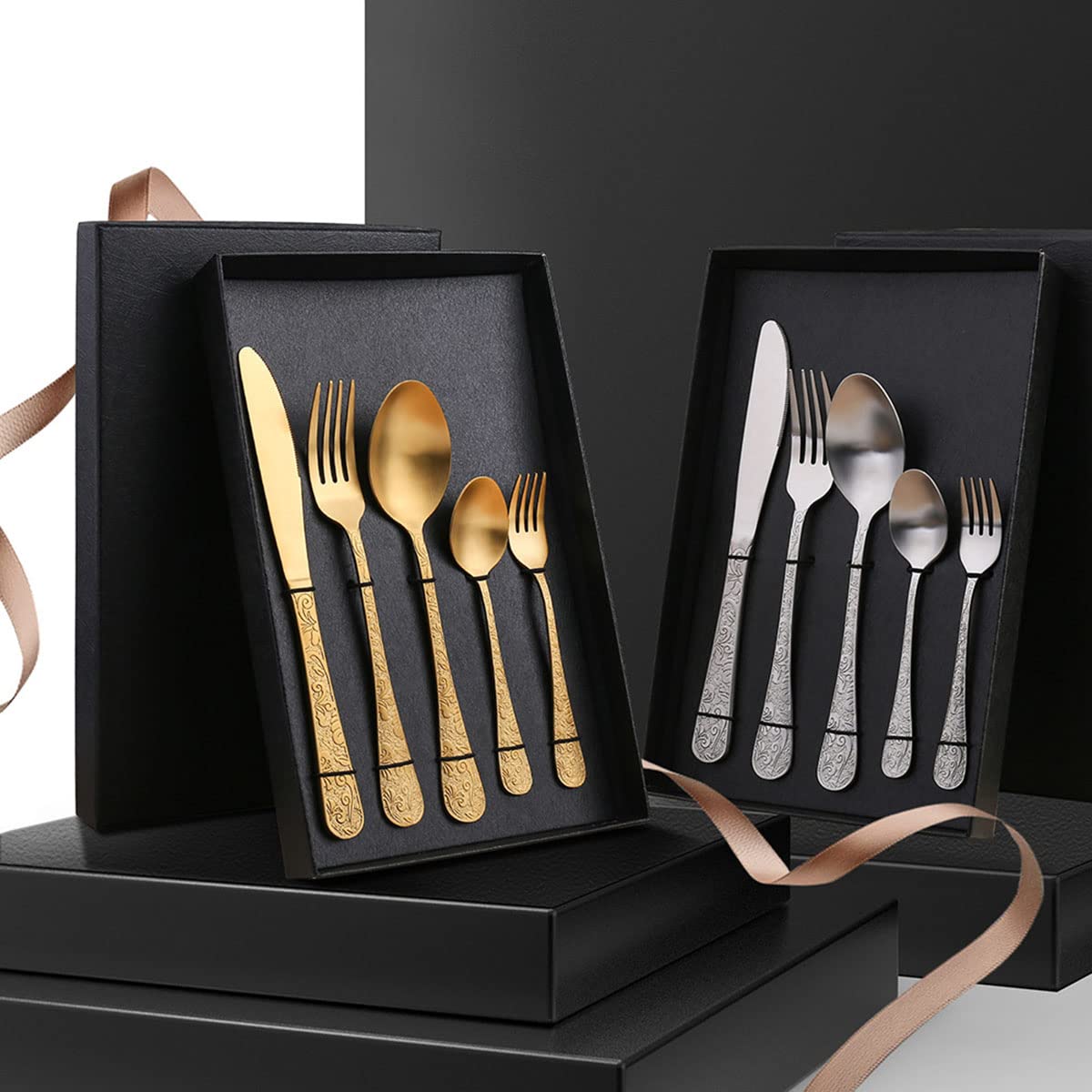 IKXO 80-Piece Stainless Steel Flatware Set for 16 - Mirror Polished Retro Silverware Set with Dinner Knives, Forks & Spoons | Dishwasher Safe Metal Cutlery for Dining, Parties & Restaurant Use