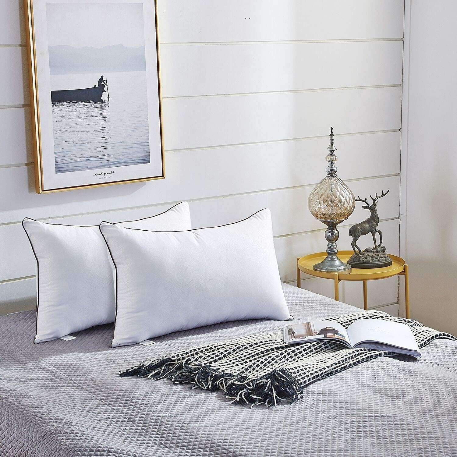 JOLLYVOGUE Cooling Bed Pillows Set of 2 - Standard Size 26x20 Inch, Supportive Down Alternative Pillows for Side & Back Sleepers, Hotel Collection Sleeping Pillows - Perfect for Home, Guest Room & Travel Use