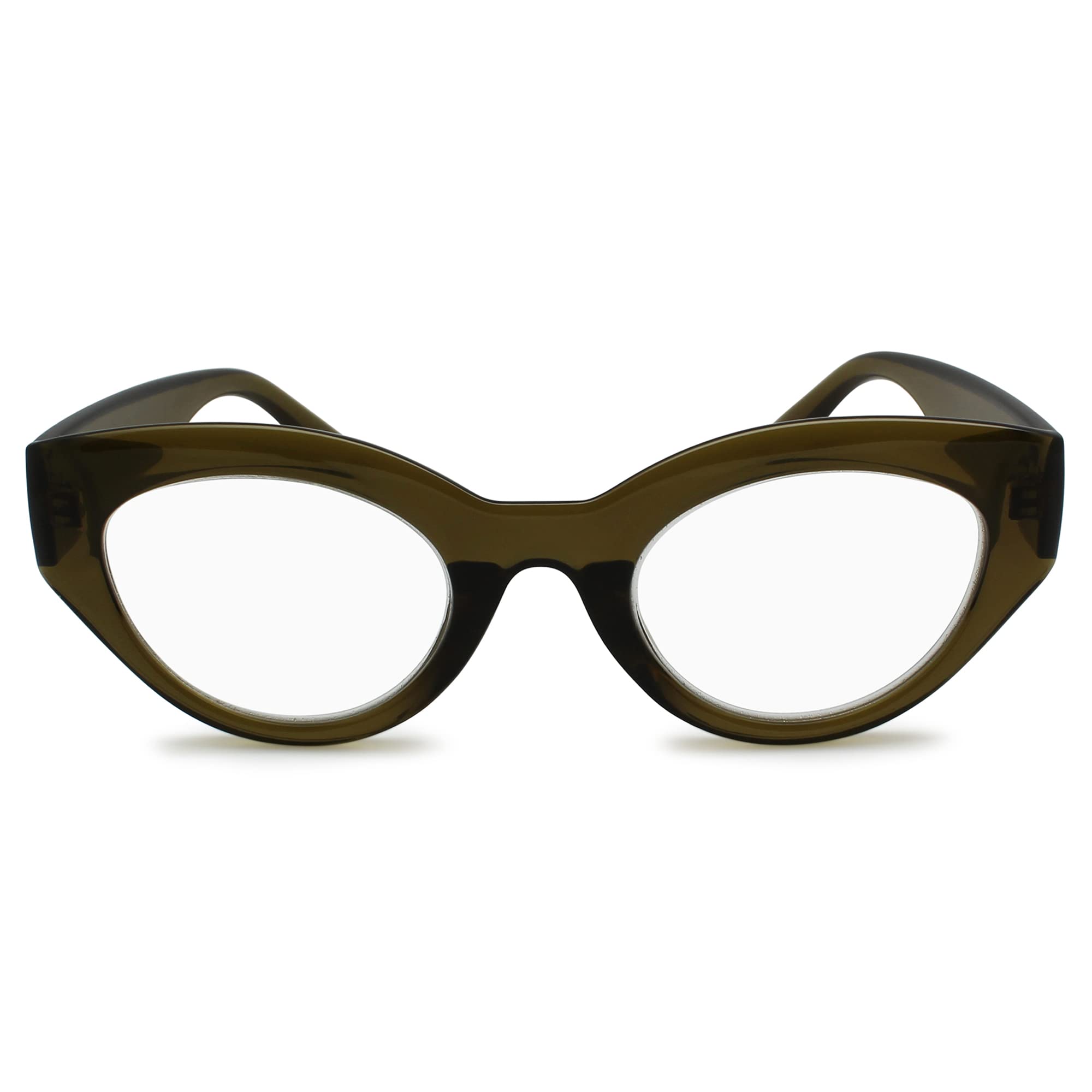 Stylish Green Bold Cat Eye Reading Glasses for Women - 2.75 Magnification Readers with High Vision Clarity - Comfortable Fit for All Face Shapes - Perfect for Reading, Office Work & Fashion Accessories