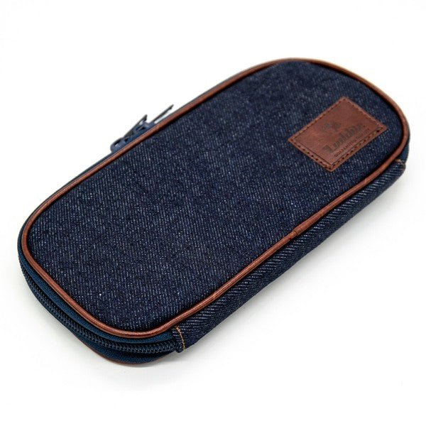 Round Zip Denim Pen Case - Durable Pencil Pouch for School, Office & Travel - Luddite Brand Organizer for Pens, Pencils & Art Supplies