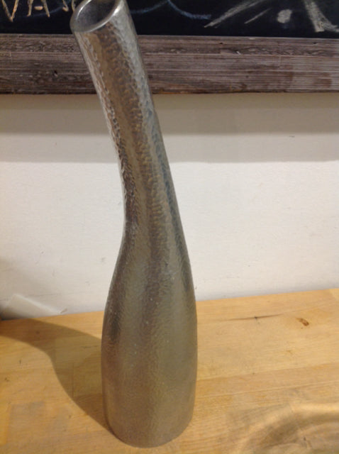 13 Inch Silver Metal Vase - Elegant Home Decor for Living Room, Dining Table, Wedding Centerpiece