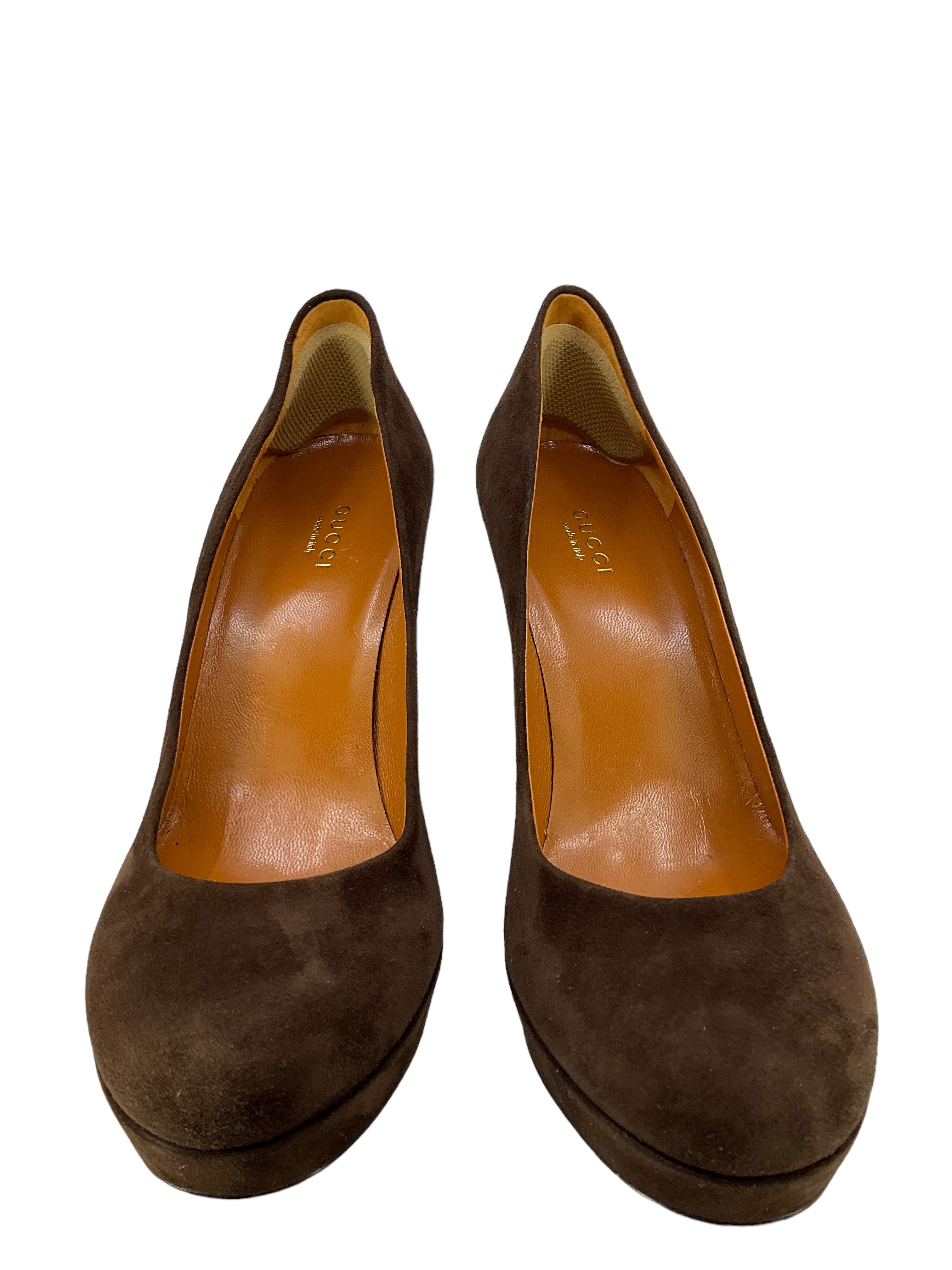 Gucci Brown Suede Platform Pumps Women's Size 9 | Luxury High Heel Shoes for Party, Wedding & Evening Events