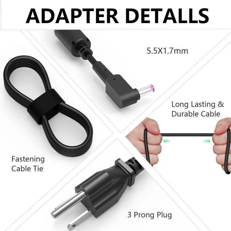 135W AC Adapter for Acer Nitro 5 Gaming Laptop - Compatible with AN515, AN517 Series & More (ADP-135K/ADP-135KB) - Fast Charging Power Supply for Gaming, Work & Travel