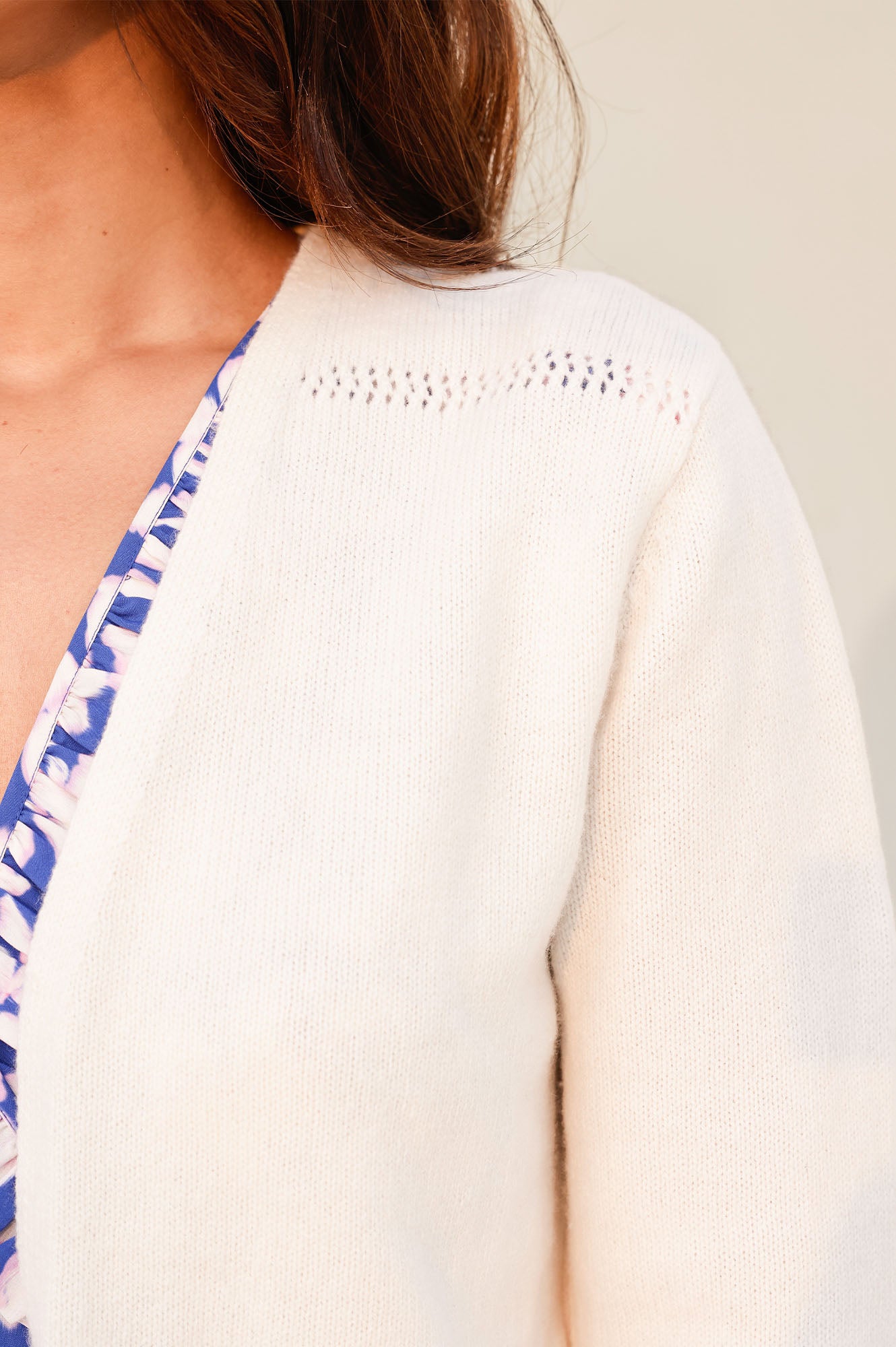 Premium Merino Wool Edge-to-Edge Cardigan for Women - Soft Ivory Knit Sweater | Perfect for Office, Travel & Cozy Evenings