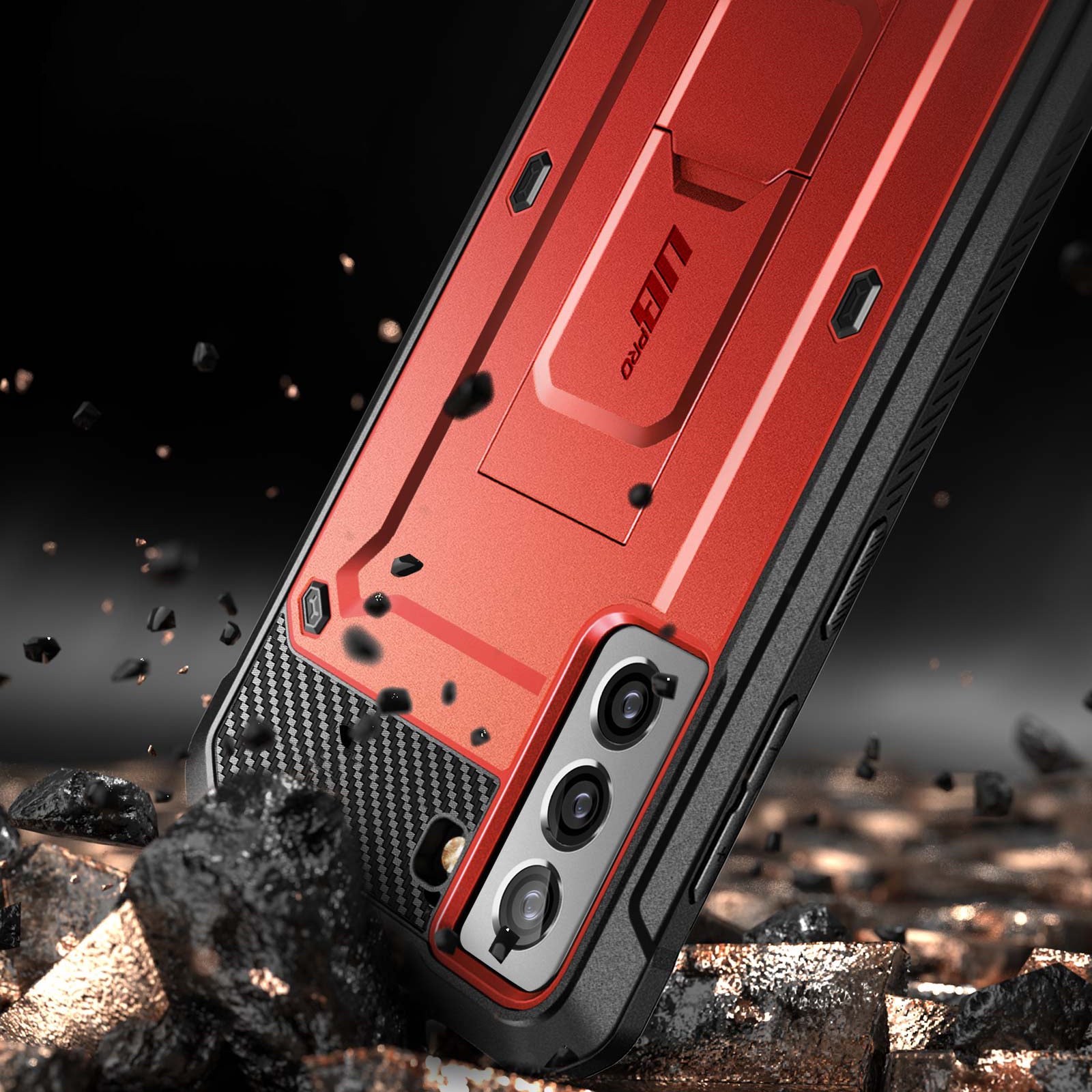 Samsung Galaxy S21 Plus Unicorn Beetle Pro Rugged Case - Shockproof & Heavy Duty Protection with Metallic Red Finish | Perfect for Outdoor Adventures, Construction Work & Extreme Sports