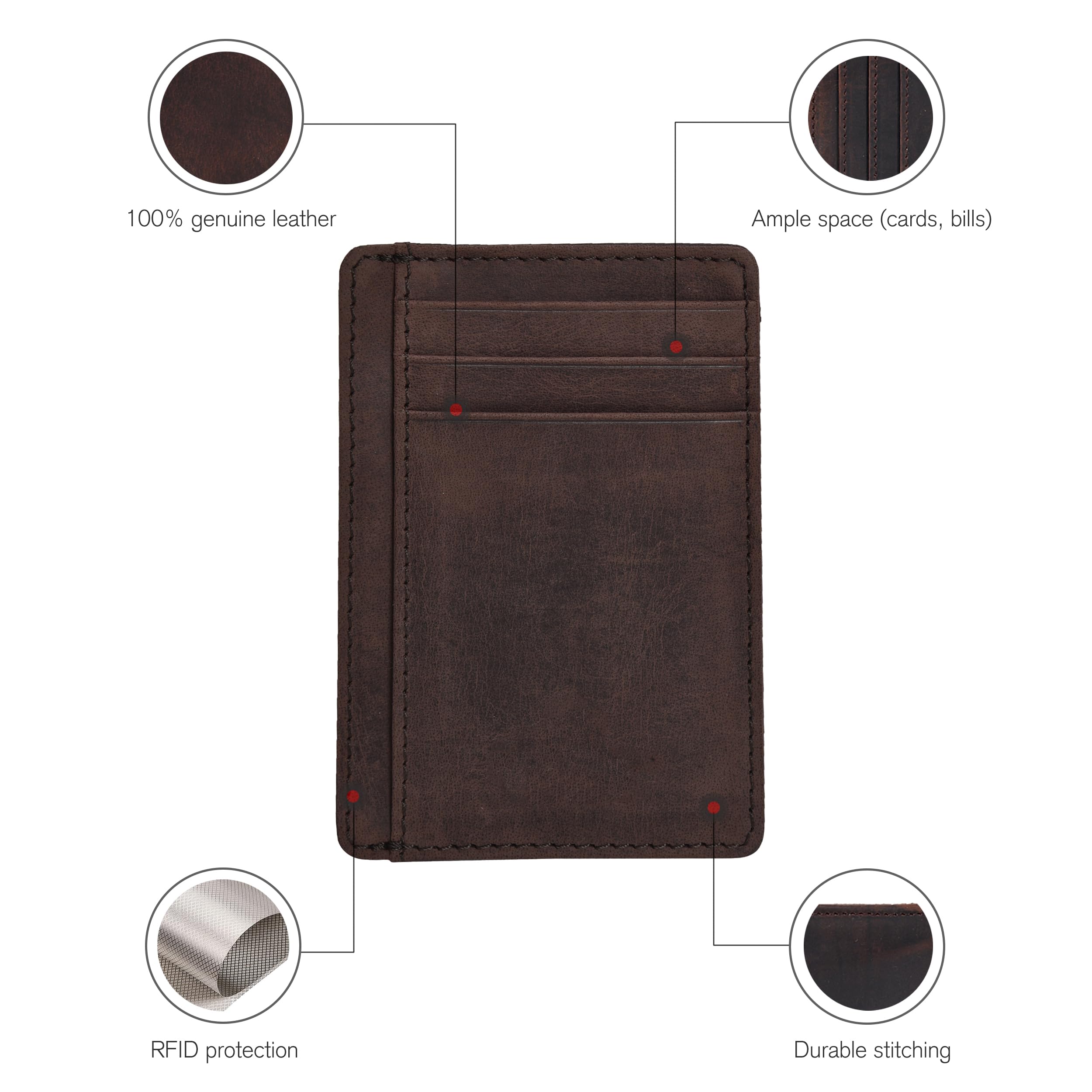 Slim RFID Blocking Leather Wallet for Men & Women - Minimalist Front Pocket Card Holder with Money Clip | Perfect for Travel, Everyday Carry & Gift Giving