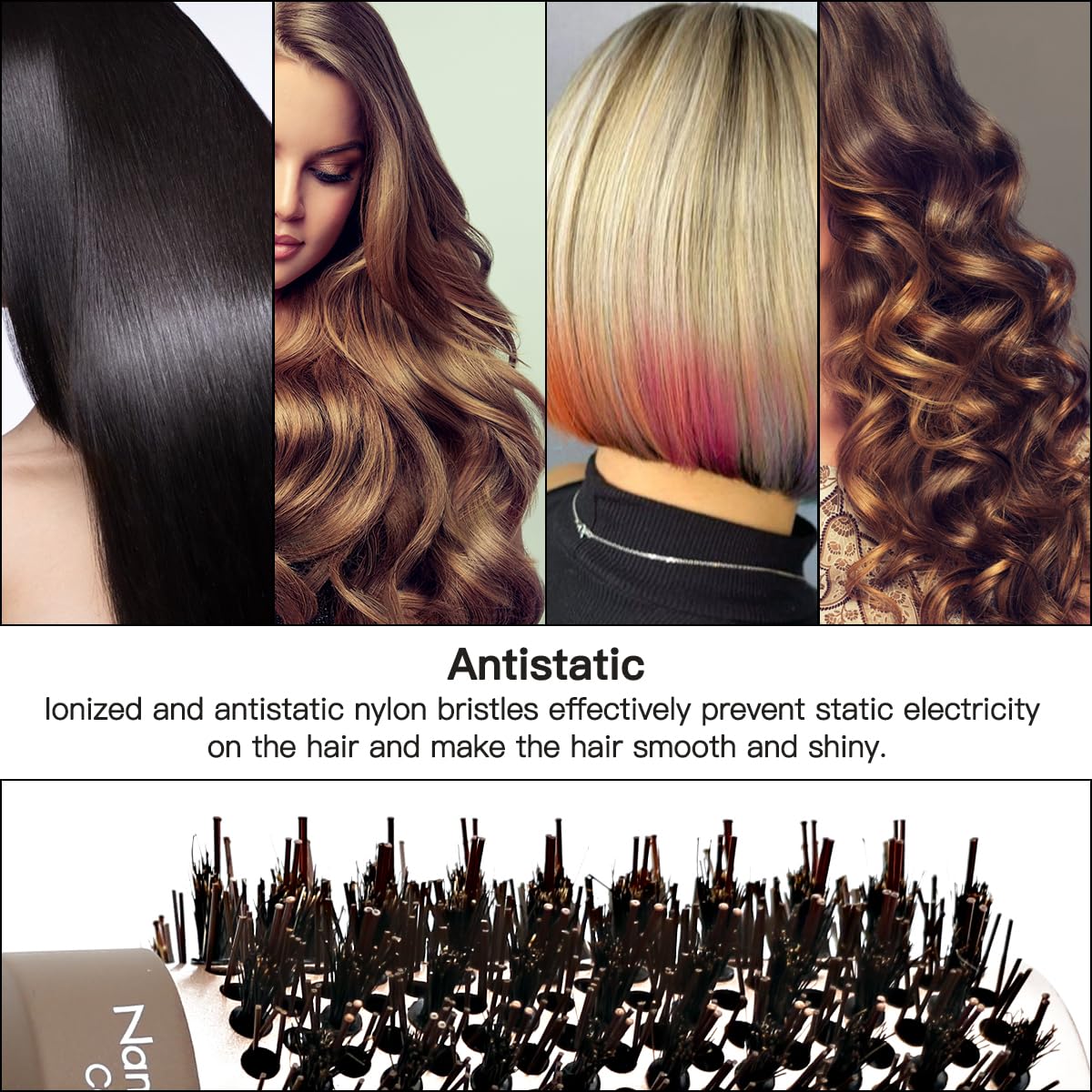 Aozzy Round Brush Set - 4 Sizes Boar Bristle Blow Dry Brush for Curling, Straightening & Styling | Nano Thermal Barrel Hair Brush for Women | Perfect for Salon-Quality Blowouts at Home