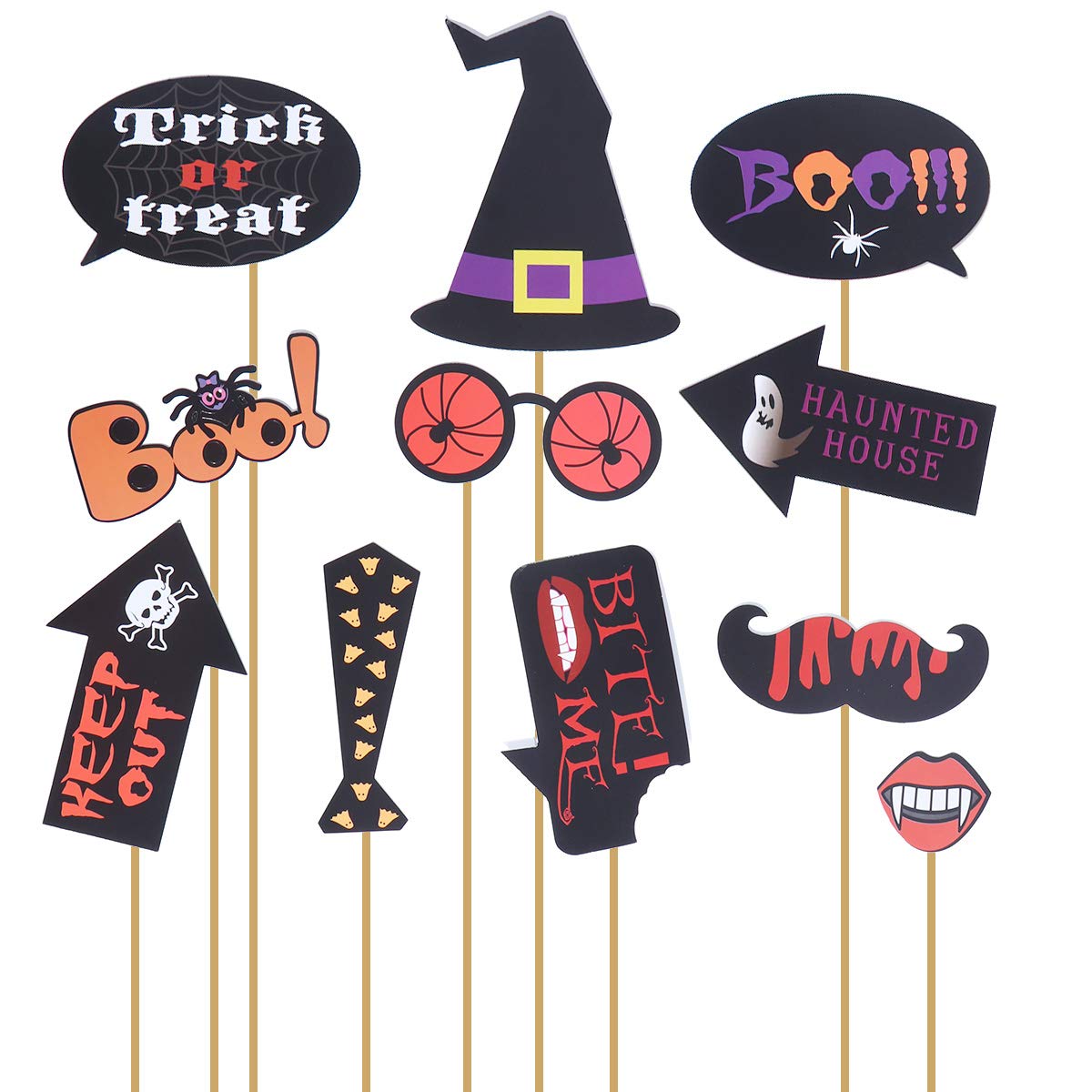 34 Pcs FUNZZY Halloween Photo Booth Props Set - Scary Ghost Festival Selfie Accessories for Halloween Party & Spooky Photo Poses | Perfect for Halloween Decorations, Costume Parties & Instagram-Worthy Pictures