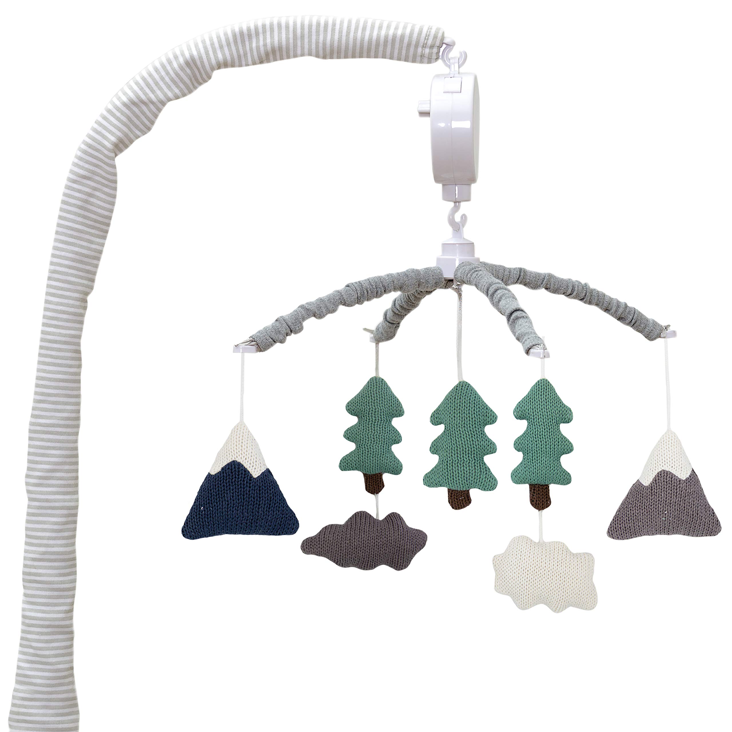 Living Textiles Baby Musical Mobile - Peaks | Soft Knitted Hanging Nursery Decor with Soothing Electronic Music Box for Newborns & Infants | Perfect for Crib Bedding, Baby Shower Gifts & Nursery Room Decoration