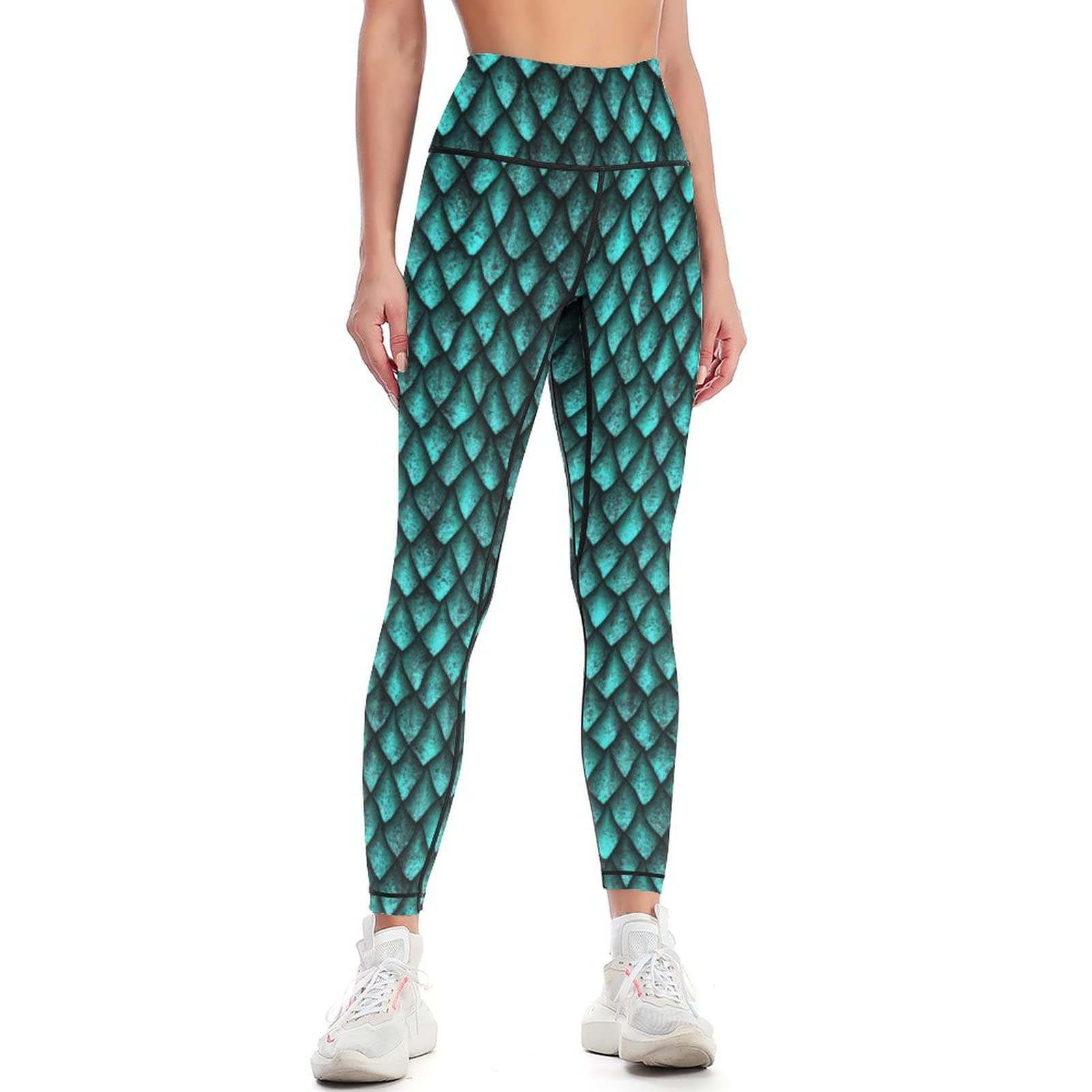 HK97 High Waisted Dragon Scale Yoga Pants for Women - Tummy Control Workout Leggings, Running & Athletic Wear | Perfect for Gym, Yoga, Pilates & Everyday Comfort
