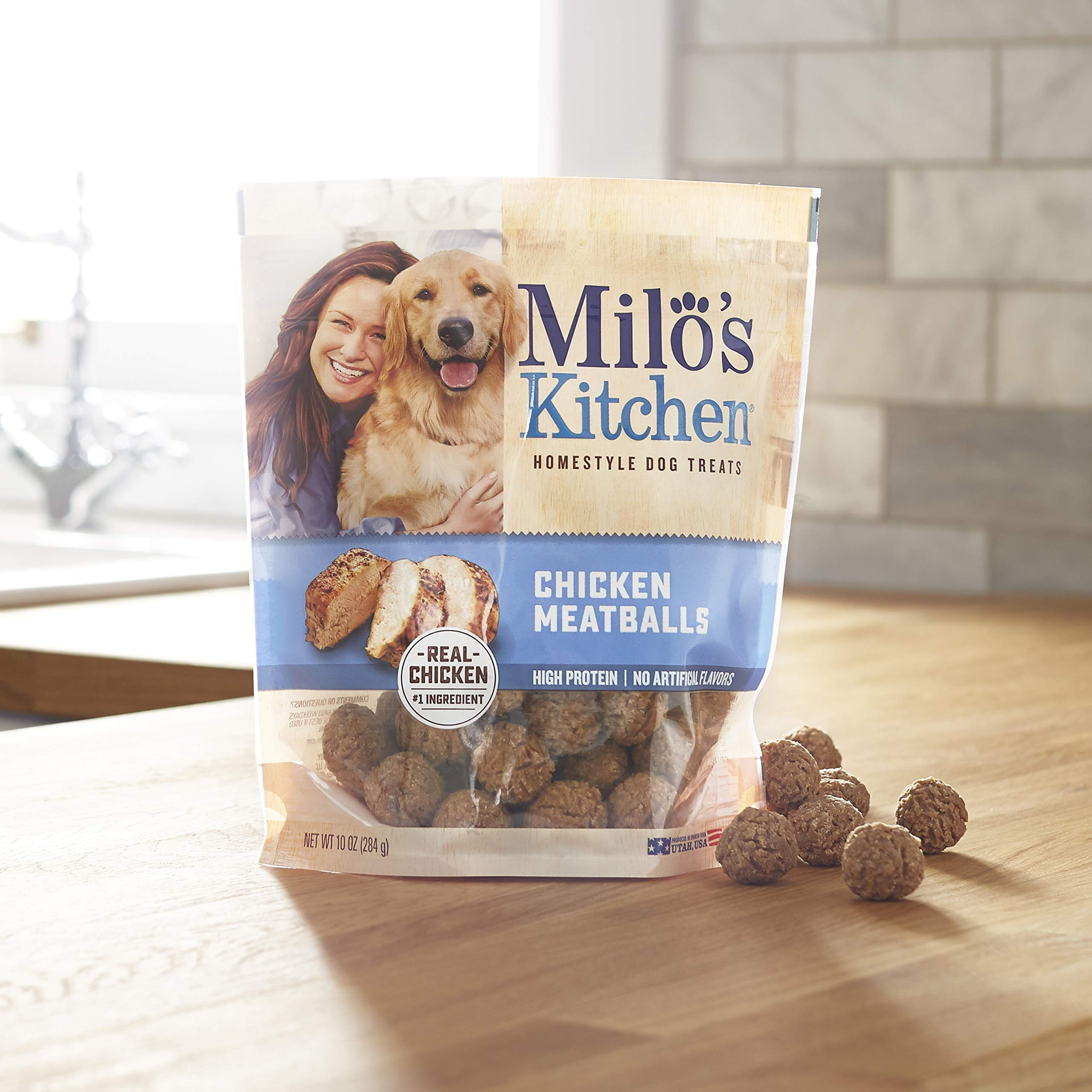 Milo's Kitchen Chicken Meatballs Dog Treats - Grain Free, All Natural, 3-Ounce Bags (Pack of 12) - Perfect for Training, Rewarding & Bonding with Your Dog