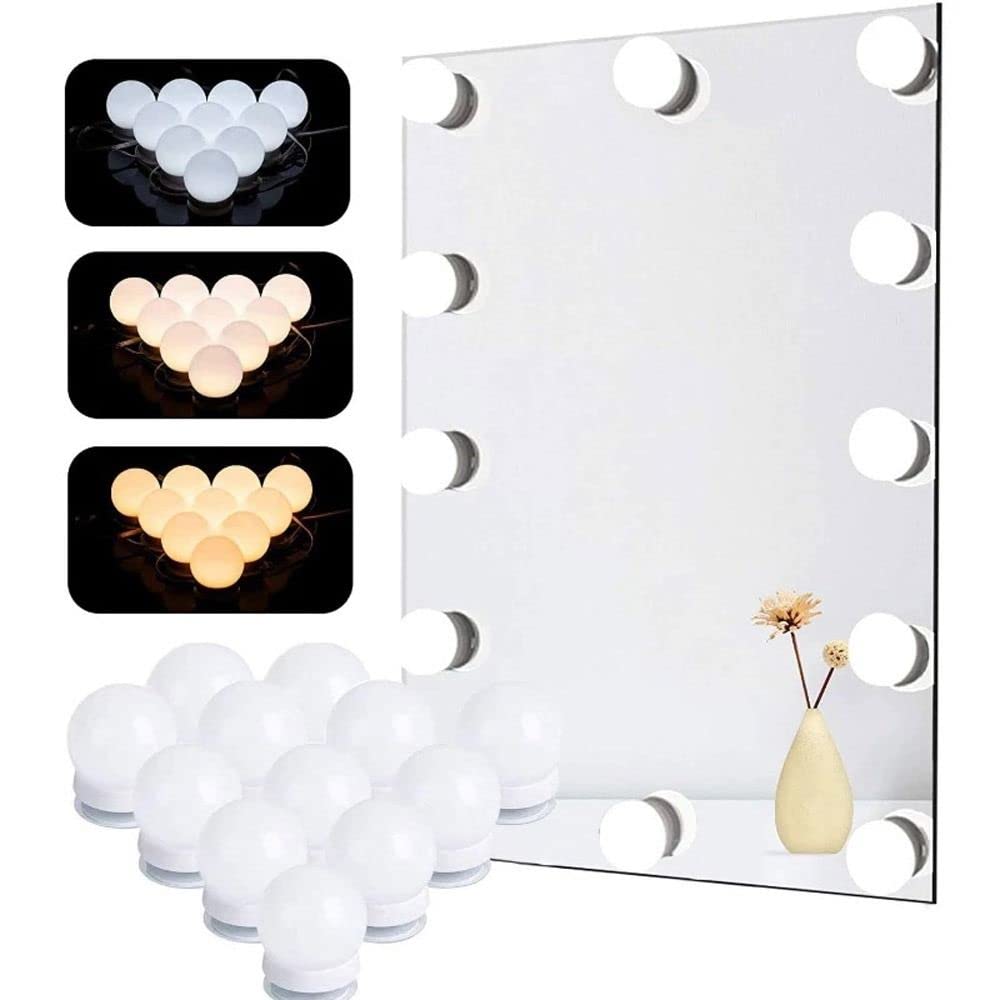 Andy's Orchids Vanity Mirror Lights Kit - 12 LED Bulbs with Adjustable Color & Brightness, Dimmable Makeup Lights for Dressing Room, Bathroom, and Bedroom Vanity Mirror Lighting