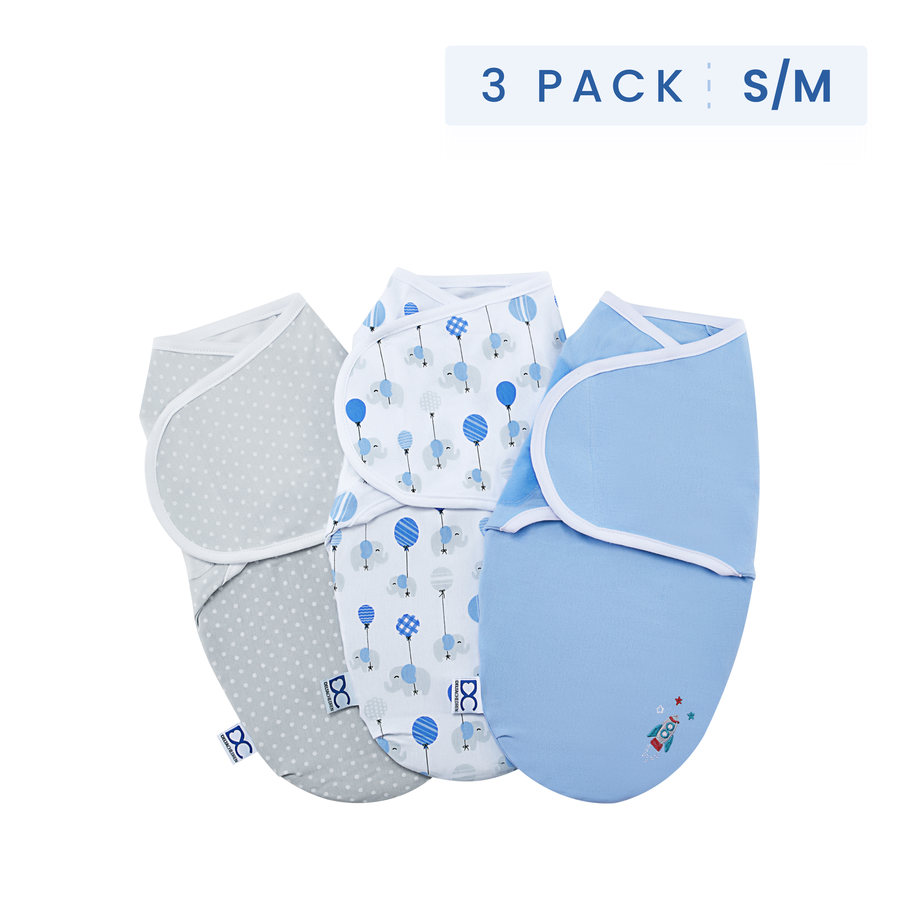 Little Lambs Adjustable Swaddle Wrap - 3 Pack for Newborns 0-3 Months (7-14 lbs), Soft Baby Swaddle Blankets for Comfortable Sleep, Perfect for Nursery, Daycare & Travel