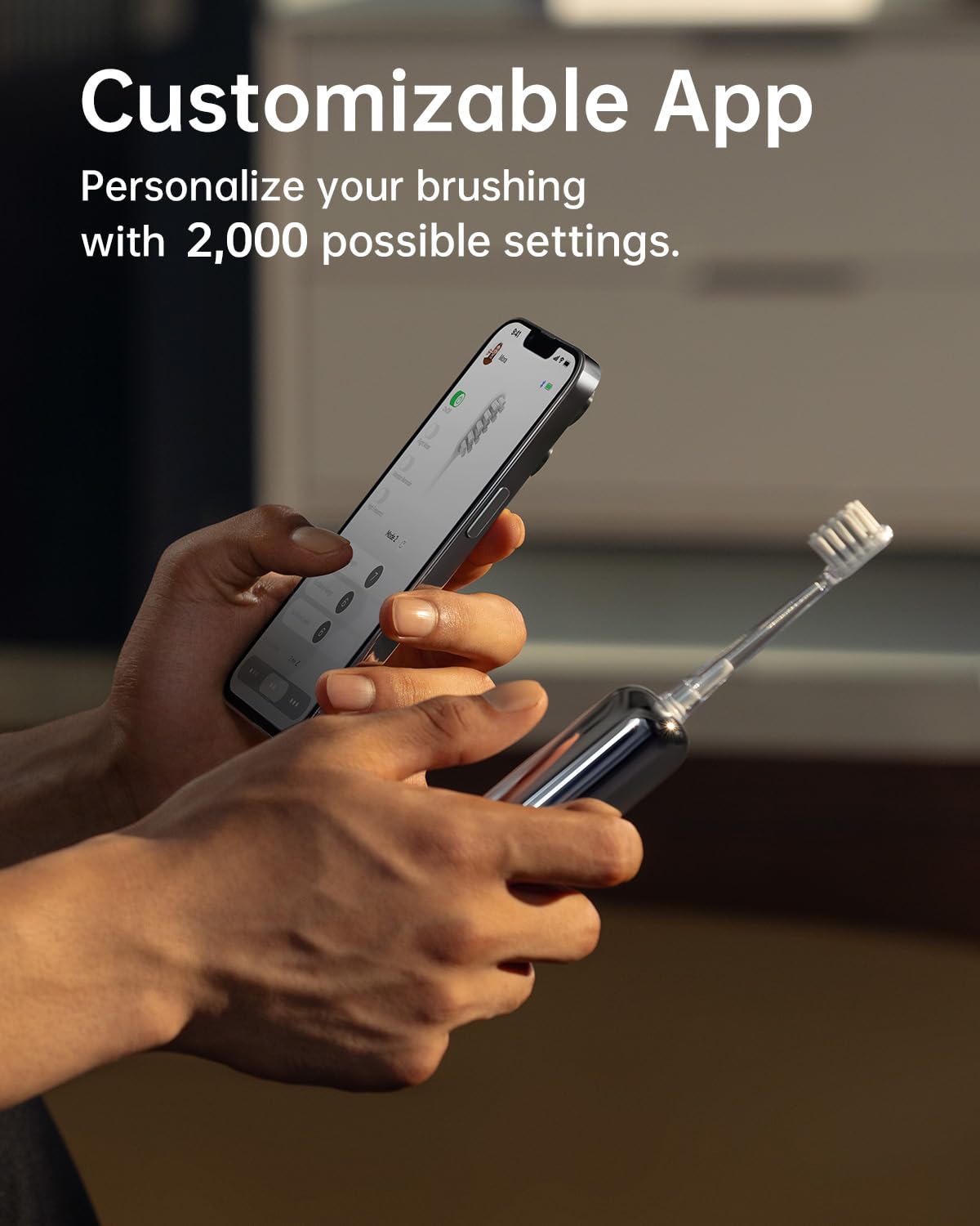 Laifen Wave Electric Toothbrush for Adults - Sonic Toothbrush with 30000 Oscillations & 5 Cleaning Modes, Smart App Connectivity, 3 Brush Heads, IPX7 Waterproof, Magnetic Fast Charging, Travel Case Included (Stainless Steel) - Perfect for Home Use, Travel & Gifts
