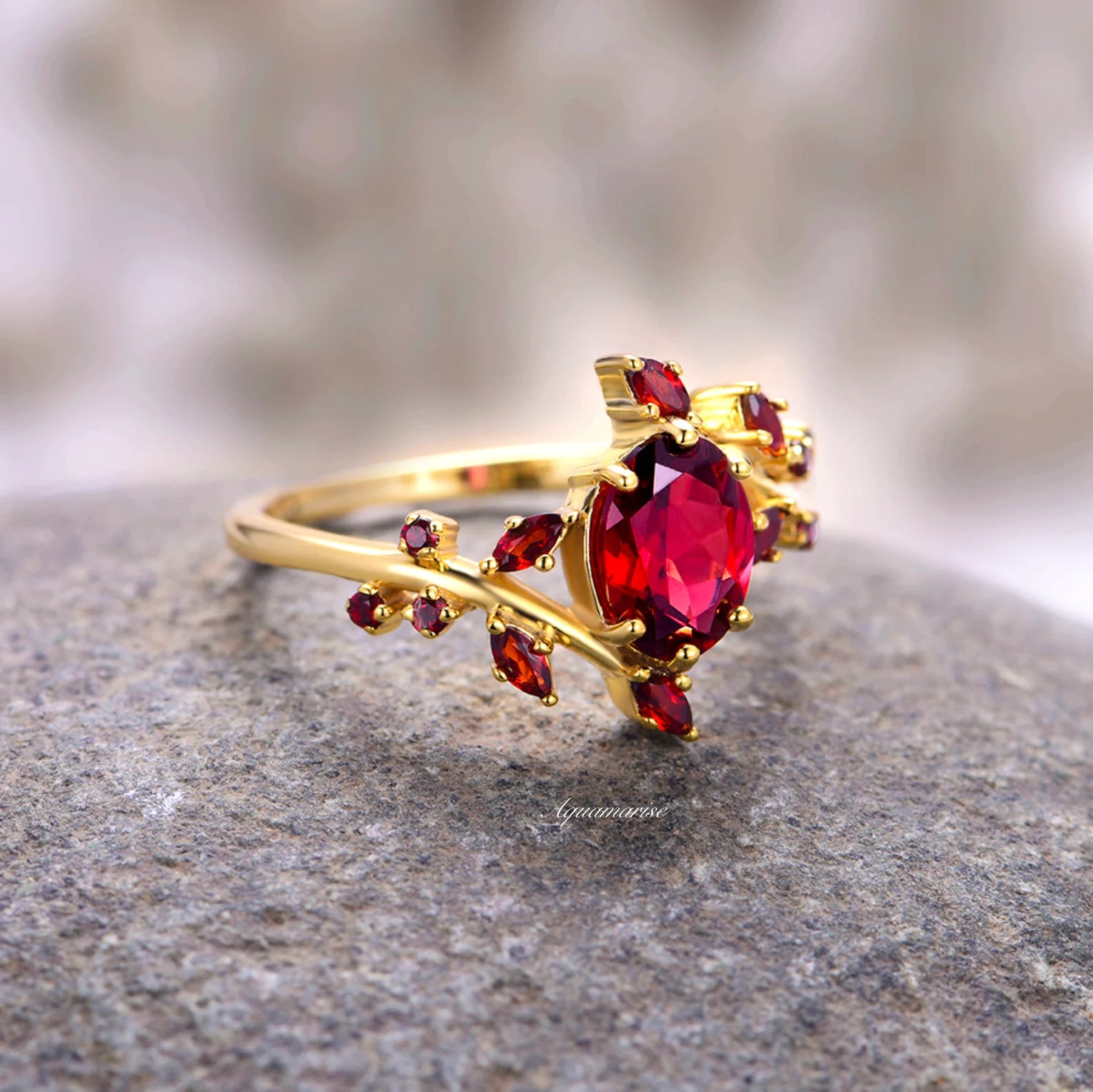 Natural Garnet & Red Fire Opal Leaf Couples Ring - Sterling Silver Matching Wedding Band Set for Him & Her - Romantic Gift for Anniversary, Engagement, Valentine's Day