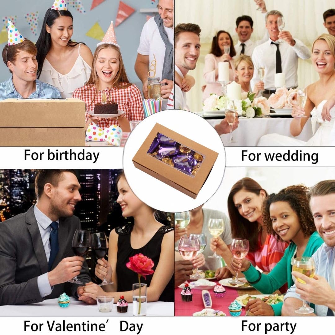 Satyam Kraft 10-Piece Decorative Window Folding Gift Box Set | Premium Sturdy Paper Packaging for Chocolates, Nuts, Wedding Favors & Valentine's Gifts | Easy Assemble Reusable Gift Boxes (10 Pack) | Perfect for Party Favors, Holiday Gifts & Small Present Packaging