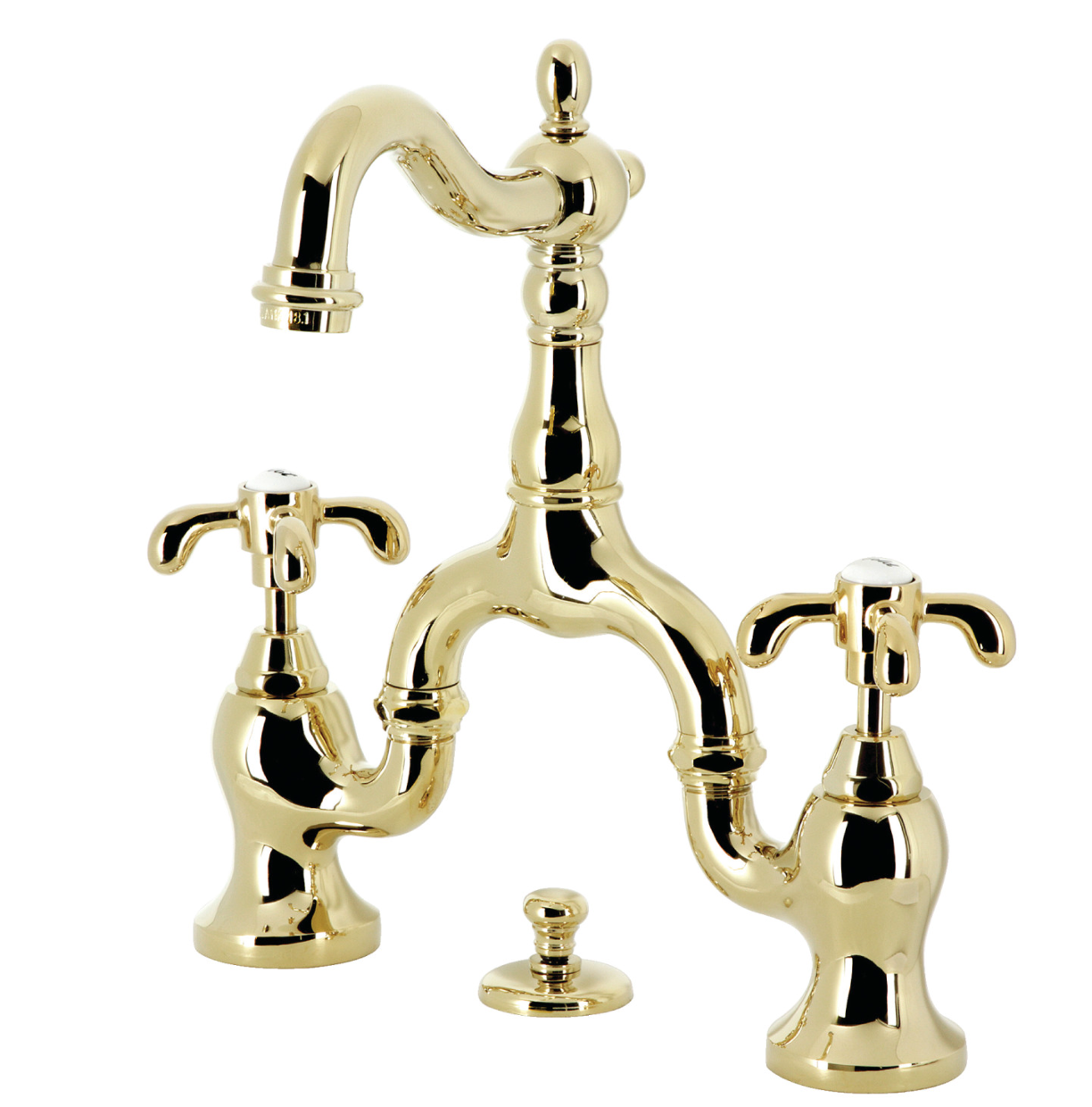 Premium European Bridge Bathroom Faucet with Pop-Up Drain and Spoke Handles - Modern Matte Black Finish for Vanity Sinks, Powder Rooms & Guest Bathrooms