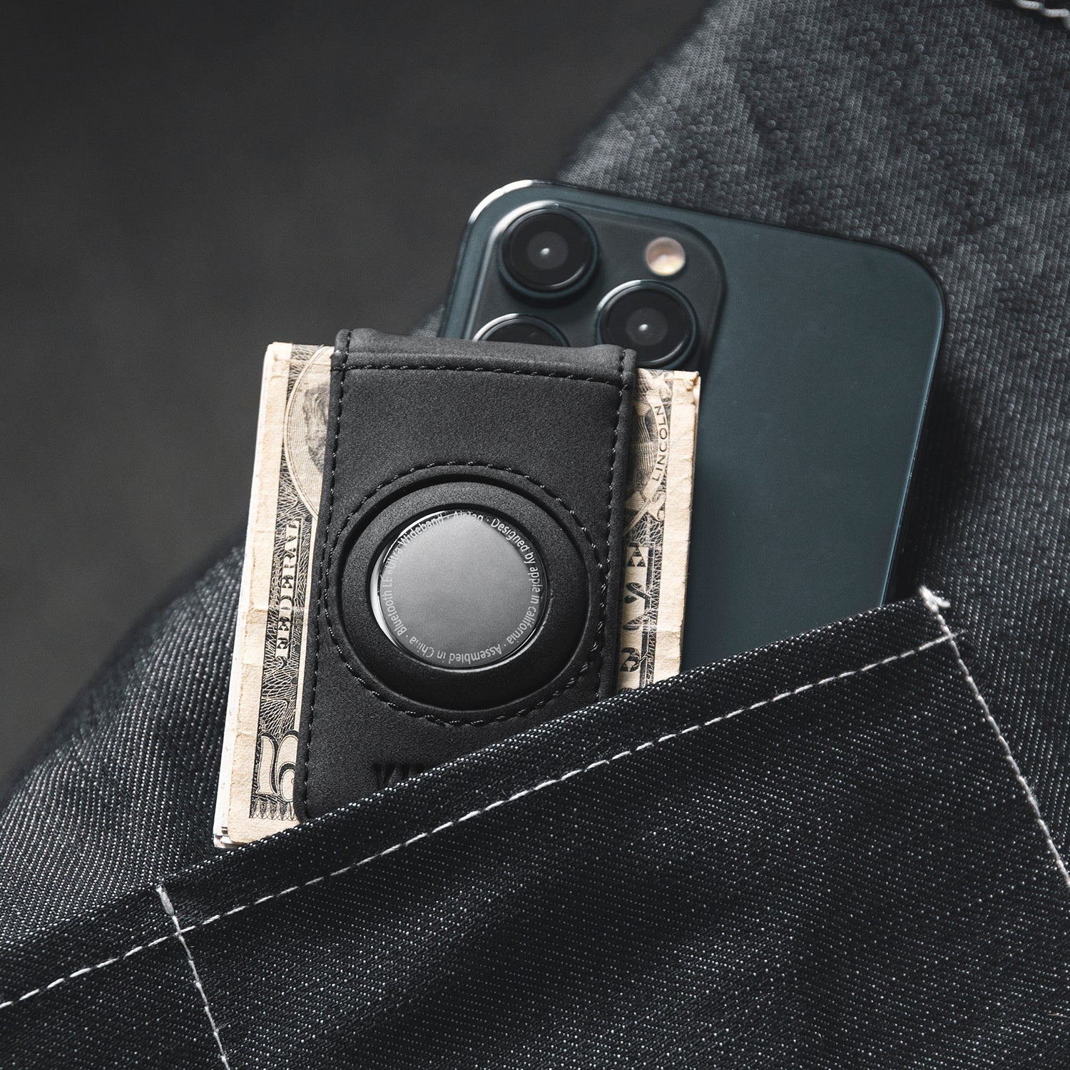 VMC100 Magnetic Money Clip with AirTag Holder - Slim RFID Blocking Wallet for Men (AirTag Not Included) | Perfect for Travel, Gym & Everyday Carry