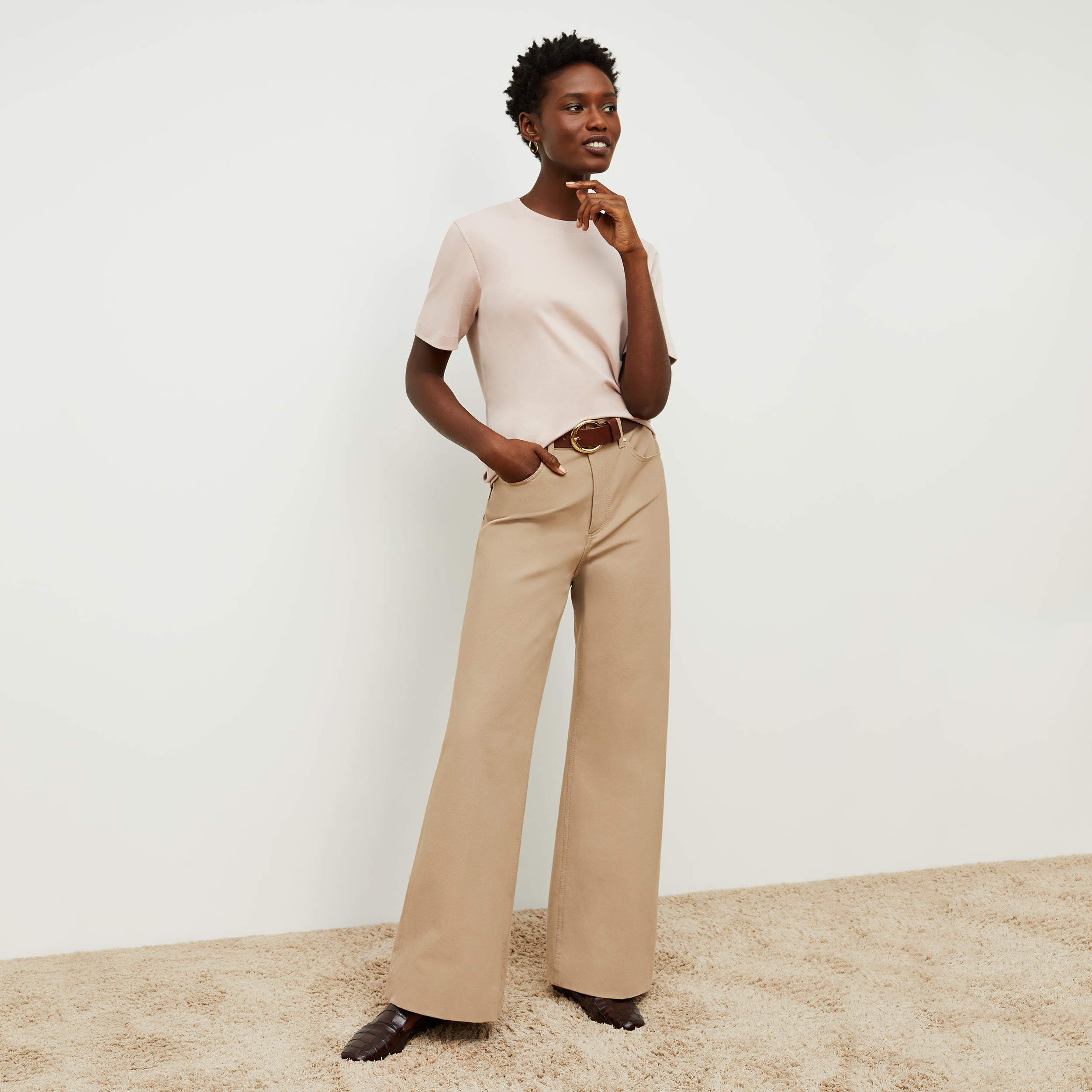 Milo Wide Leg Eco-Friendly Jeans for Women - Better Than Denim, Comfortable High Waist Stretch Pants (Fawn Color) - Perfect for Casual Wear, Office Outfits & Weekend Brunch