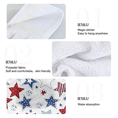 4th of July American Flag Kitchen Towels Set of 2 - Absorbent Dish Cloths with Hanging Loops for Oven, Stove & Bathroom - Patriotic Home Decor for Independence Day & Summer BBQs