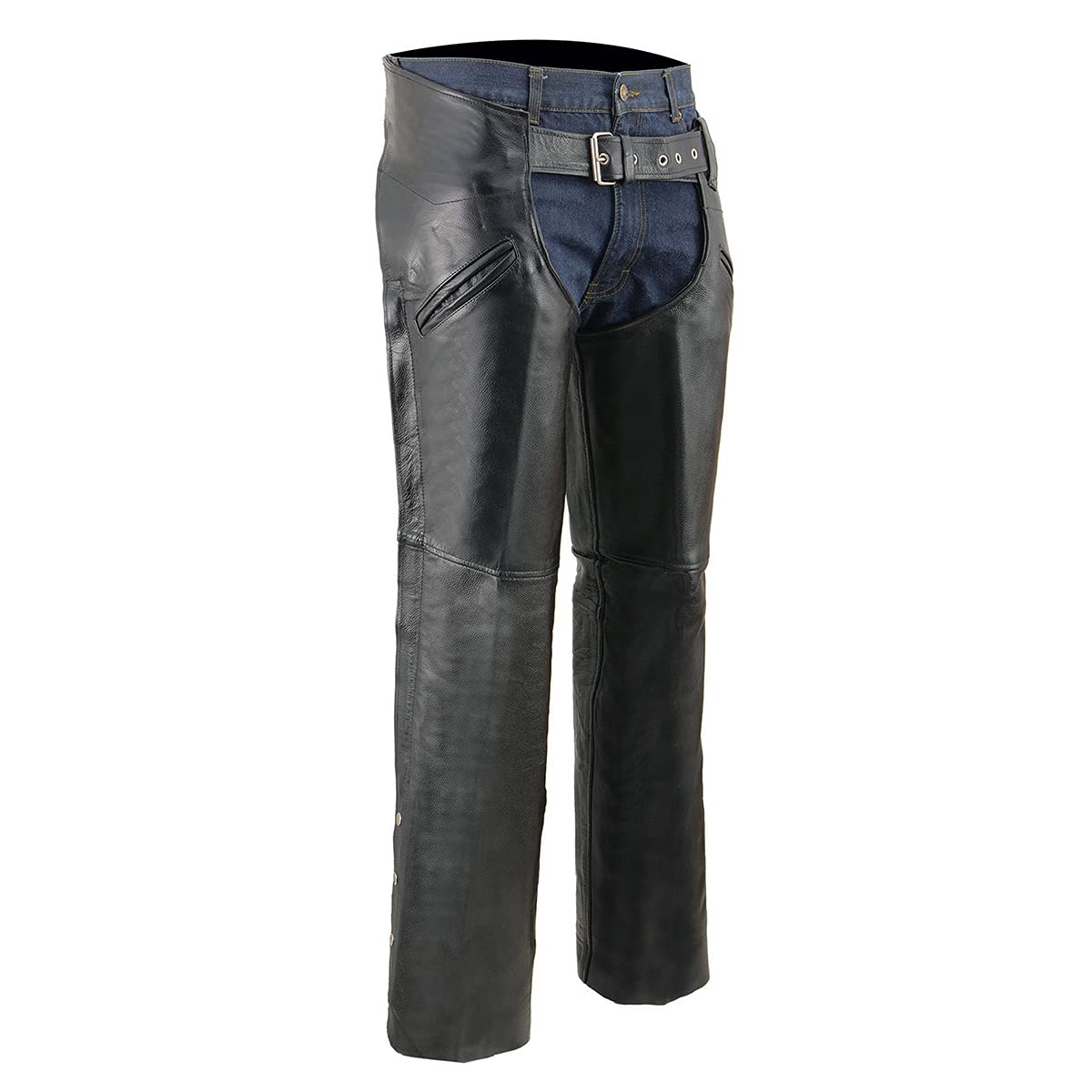 Milwaukee Leather Men's Black Premium Motorcycle Riding Chaps with Slash Pockets & Mesh Lining - LKM5710 | Durable Protection for Harley, Cruiser & Touring Bikes