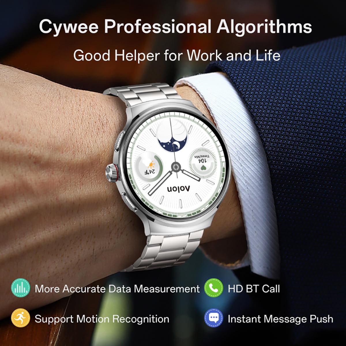 Prime3 Upgraded Stainless Steel Smart Watch for Men - 1.43'' AMOLED Display, Bluetooth 5.3, 100+ Sports Modes Fitness Tracker, IP68 Waterproof, Heart Rate & SpO2 Monitor, Compatible with Android & iOS | Perfect for Workouts, Running, Swimming & Daily Health Tracking