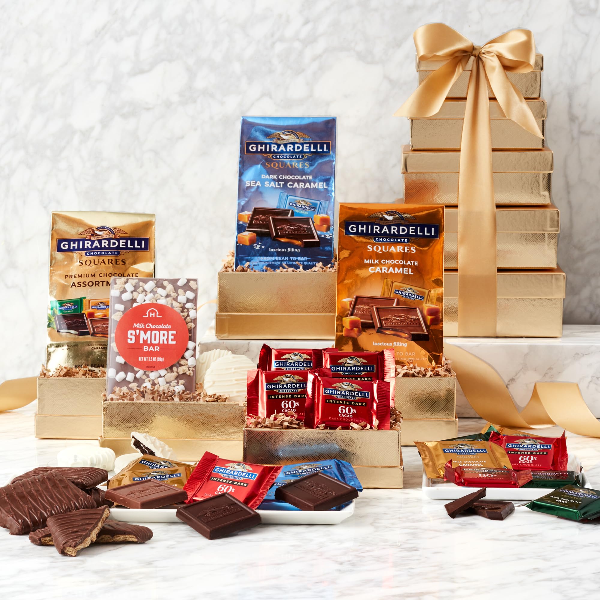 Ghirardelli Golden Tower Chocolate Gift Set - Premium California Gourmet Chocolates for Holidays, Birthdays & Corporate Gifting