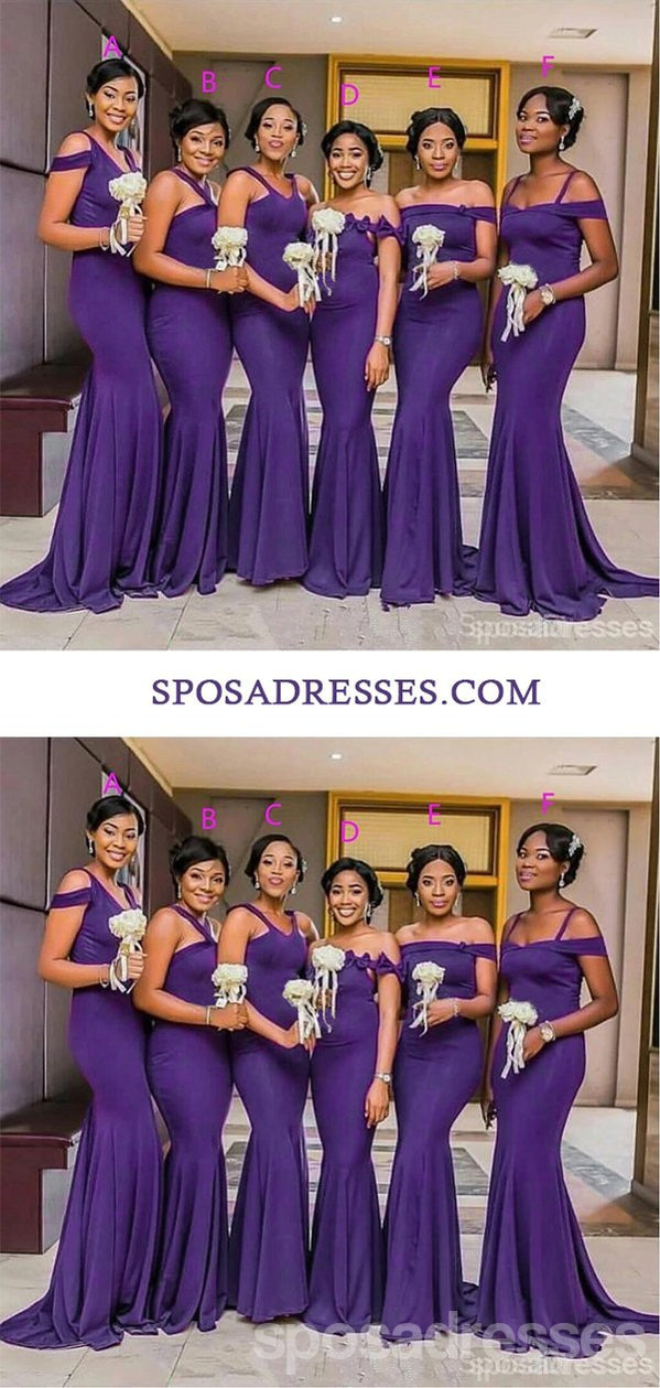 Elegant Mismatched Purple Mermaid Bridesmaid Dresses - WG646 | Affordable Long Formal Gowns for Weddings, Prom & Special Occasions