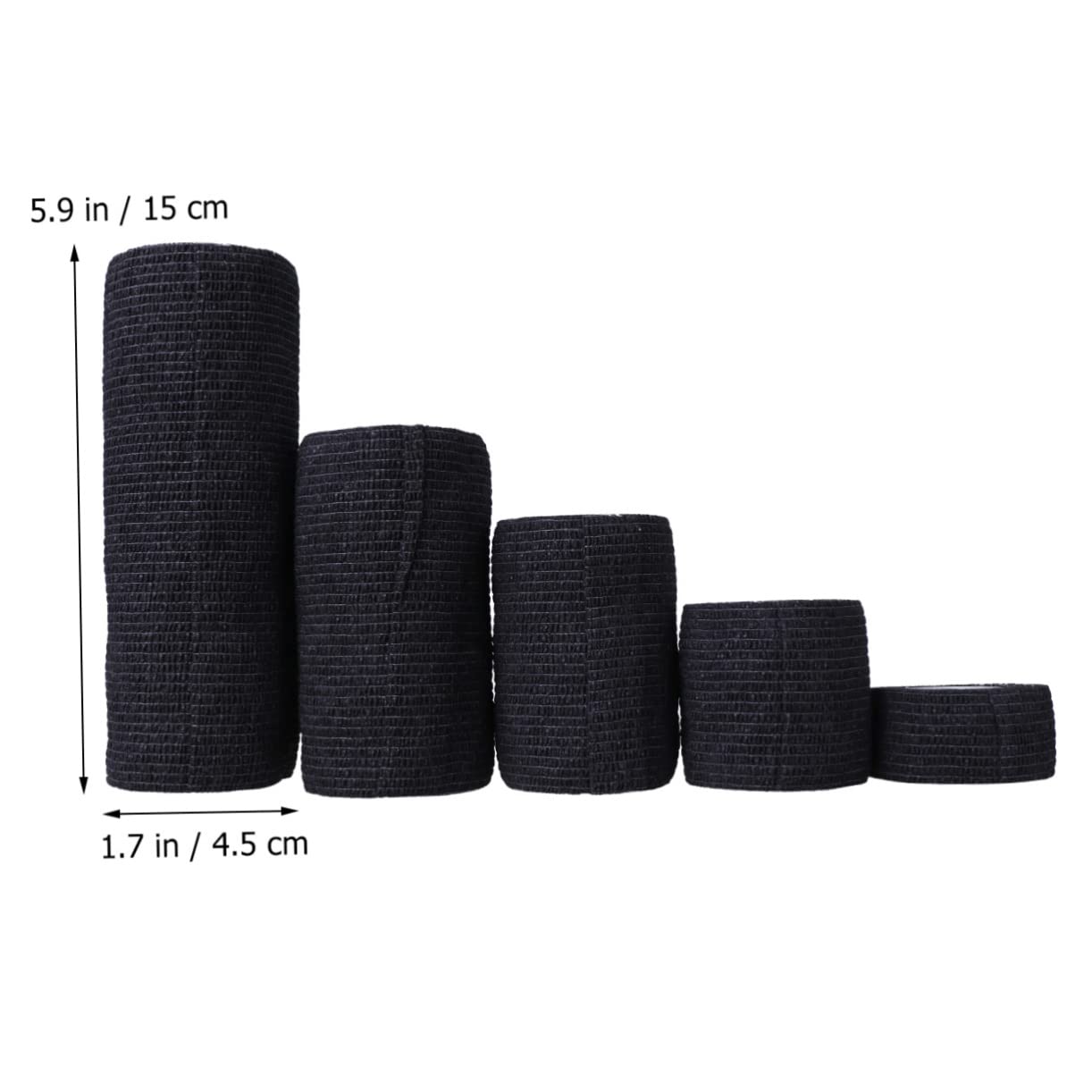 INOOMP 10 Pcs Cohesive Bandage Tape - Waterproof Self-Adhesive Wrap for Sports, First Aid & Medical Support - Black Athletic Tape for Wrist, Ankle & Knee Injuries - Ideal for Athletes & Physical Therapy