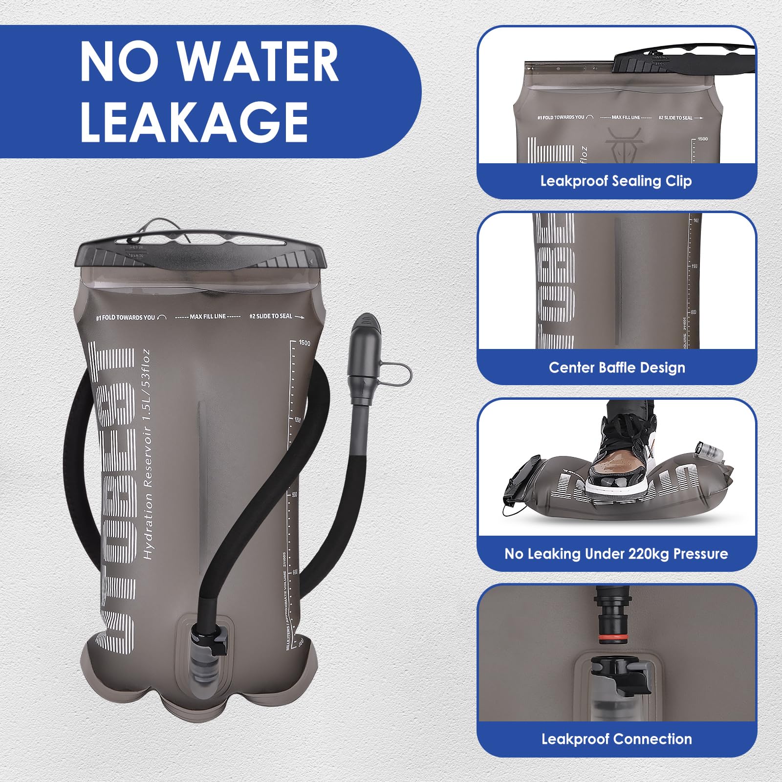 UTOBEST 2L Hydration Bladder - BPA Free TPU Water Reservoir with Wide Mouth & Leakproof Design for Hiking Backpacks - Perfect for Outdoor Activities Like Cycling, Camping, Running and Trekking