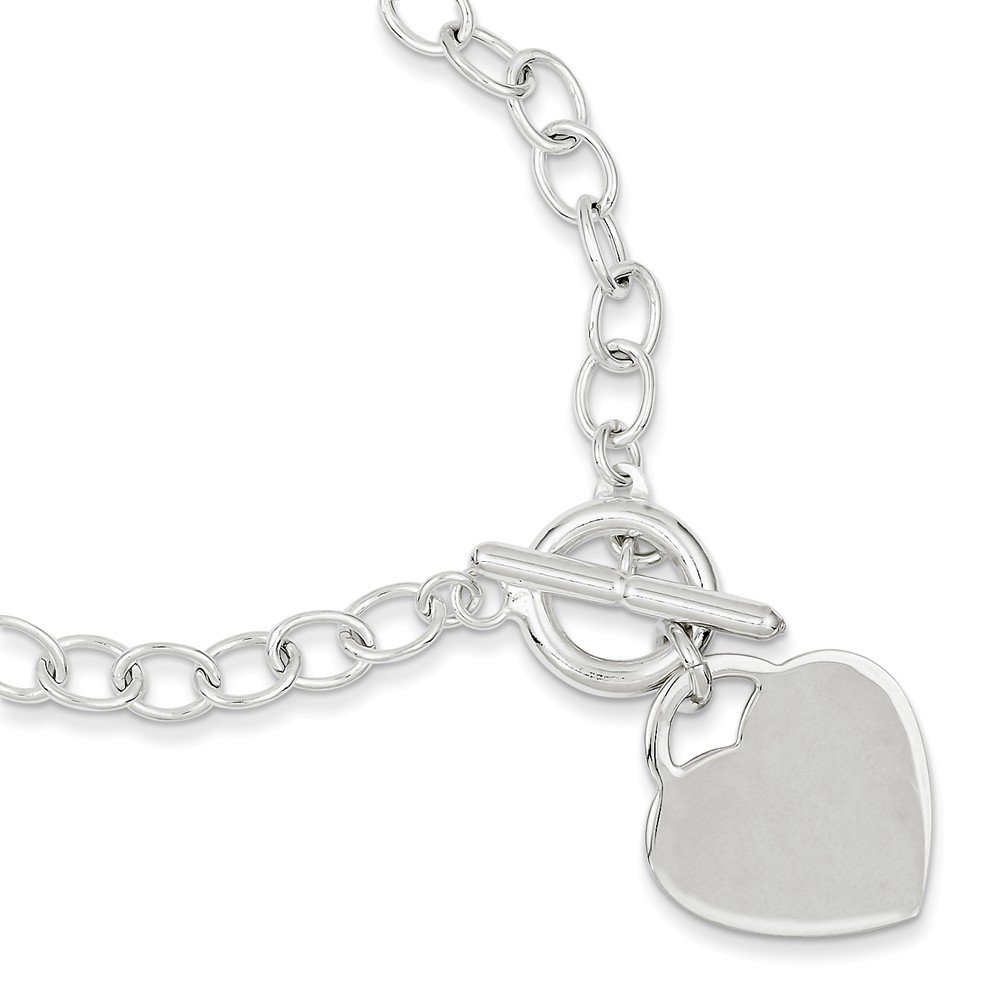 925 Sterling Silver Oval Link Women's Heart Charm Bracelet - 8.5 Inches Adjustable, Dainty Jewelry Gift for Her, Perfect for Valentine's Day, Anniversary & Everyday Wear