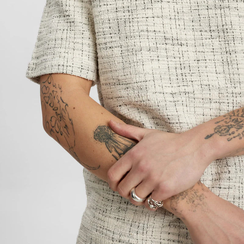 Akkikki Jacquard Tee (Tofu) - Stylish Cotton Blend T-Shirt for Men & Women | Perfect for Casual Wear, Street Fashion & Everyday Outfits