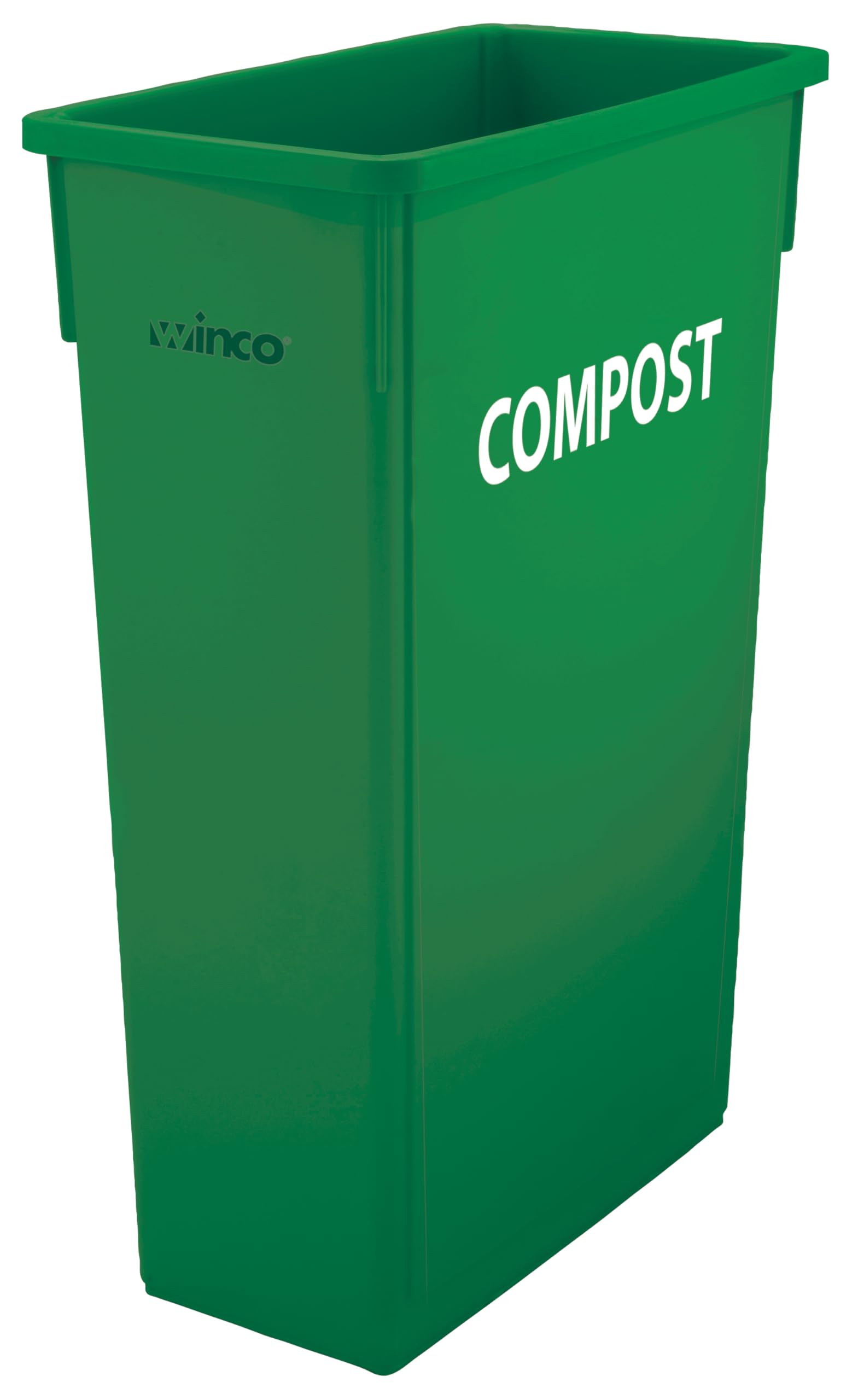 Winco PTC-23GRC Slim 23 Gallon Green Trash Can for Kitchen, Bathroom, Office & Outdoor Use - Space Saving Waste Bin with Foot Pedal