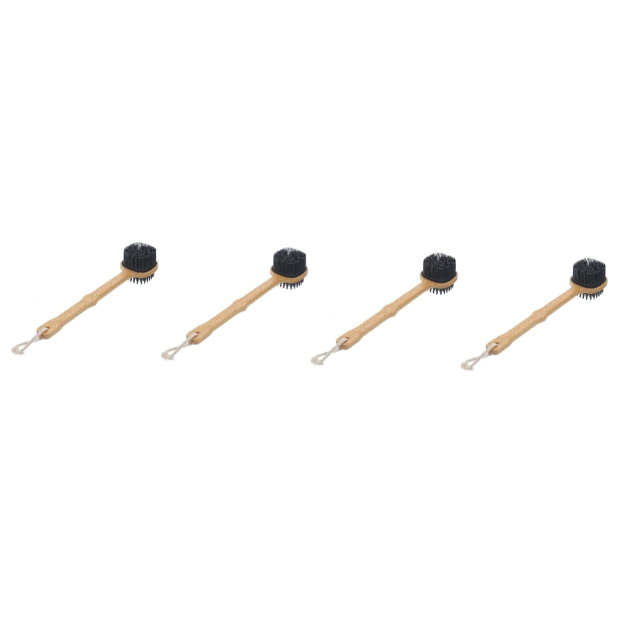 DOITOOL 4-Pack Bamboo Handle Bath Brush Set - Exfoliating Body Scrubber, Back Scrub Brush & Handheld Shower Brush for Deep Cleaning - Perfect for Spa, Home Bathing & Gift Giving