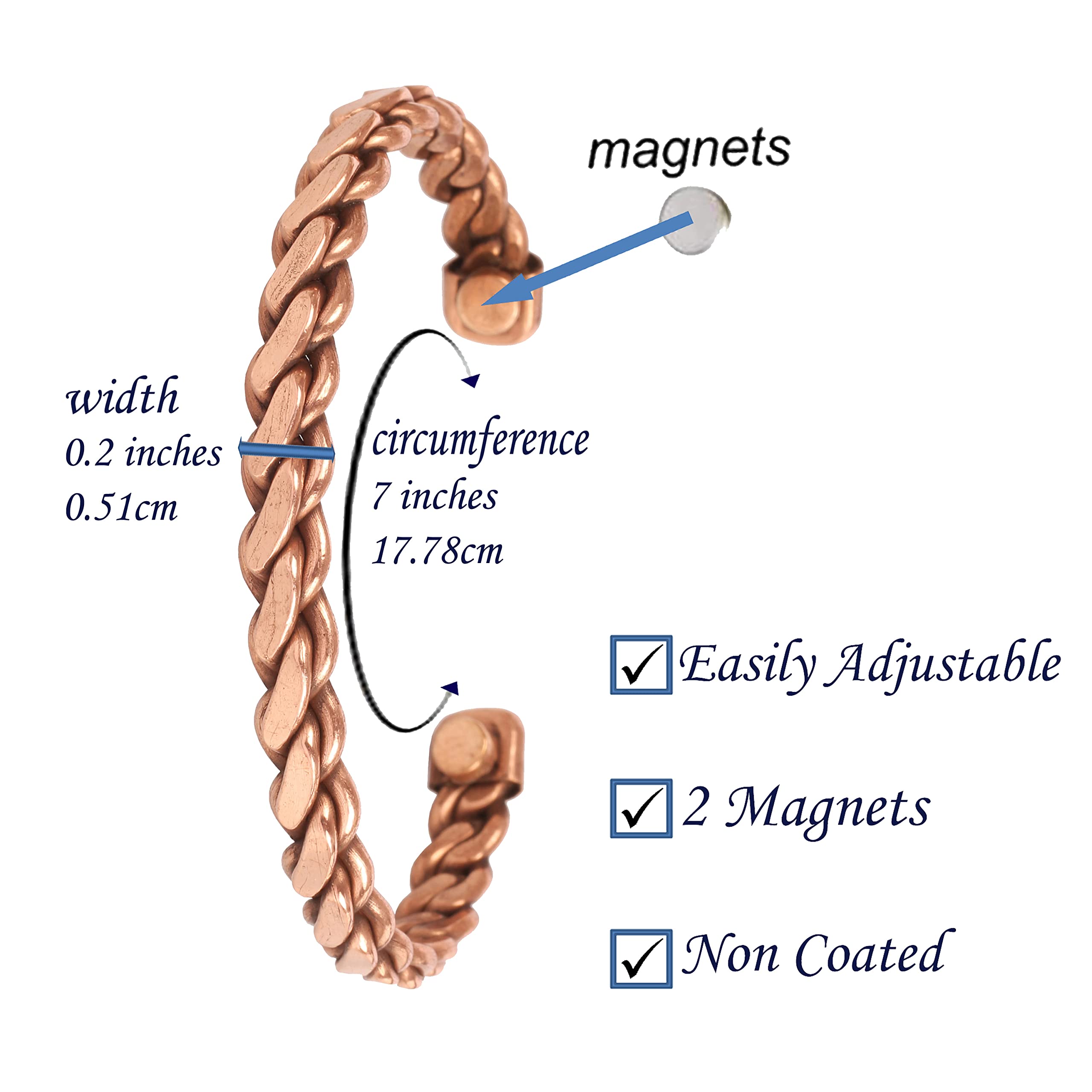 Authentic Tibetan Style Touchstone Copper Bracelet - Hand Forged Solid High Gauge Copper Cuff Jewelry for Men & Women - Multiple Design Options - Perfect for Yoga, Meditation & Spiritual Healing