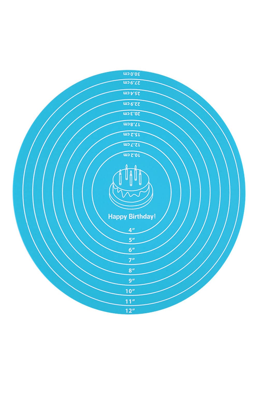 Non-Stick Heat Resistant Silicone Baking Mat with Measurements - Perfect for Cake Decorating, Pastry Making & Baking on Turntable Stands - Blue