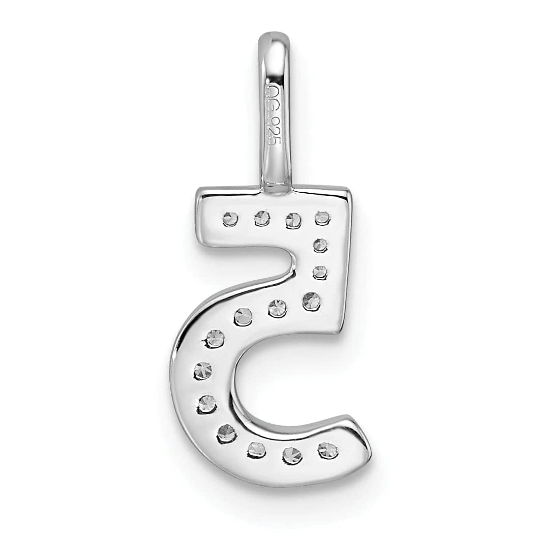 14K White Gold Diamond Women's Number 5 Charm Pendant - Elegant Bijou Jewelry for Birthdays, Anniversaries & Special Occasions