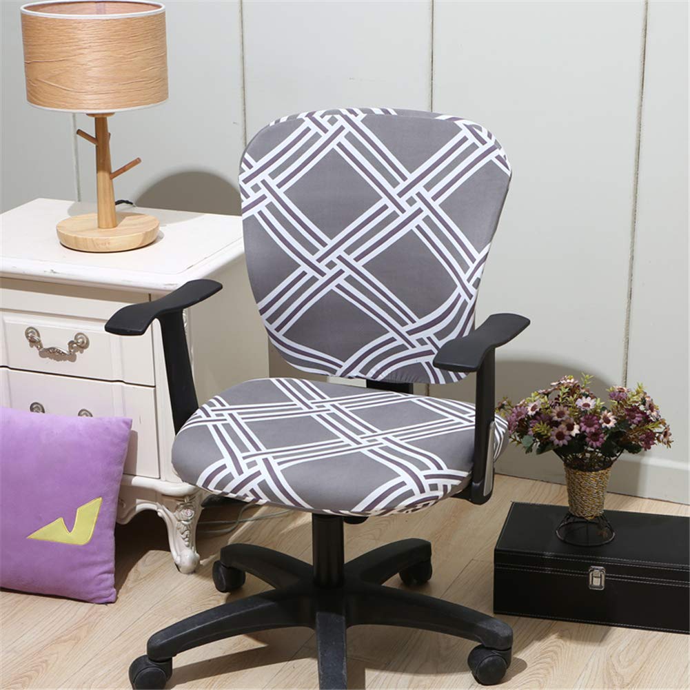 Stretchable Polyester Office Chair Cover - Universal Split Protective Slipcover for Computer & Desk Task Chairs, Smoke Grey - Perfect for Home Office, Gaming & Workspace Setup