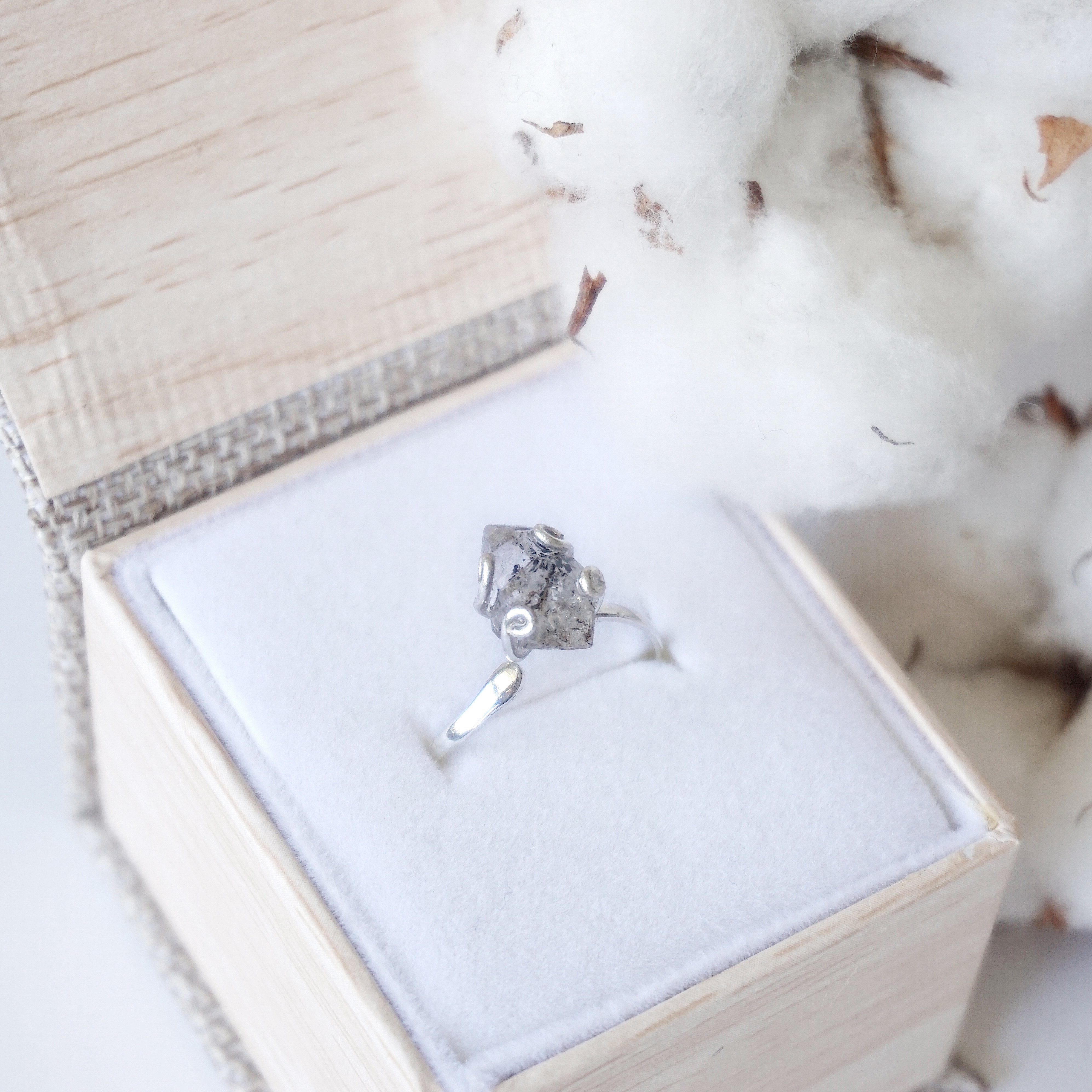 Women's Herkimer Diamond Sterling Silver Adjustable Ring - Elegant Handmade Jewelry for Everyday Wear & Special Occasions | Perfect Gift for Her
