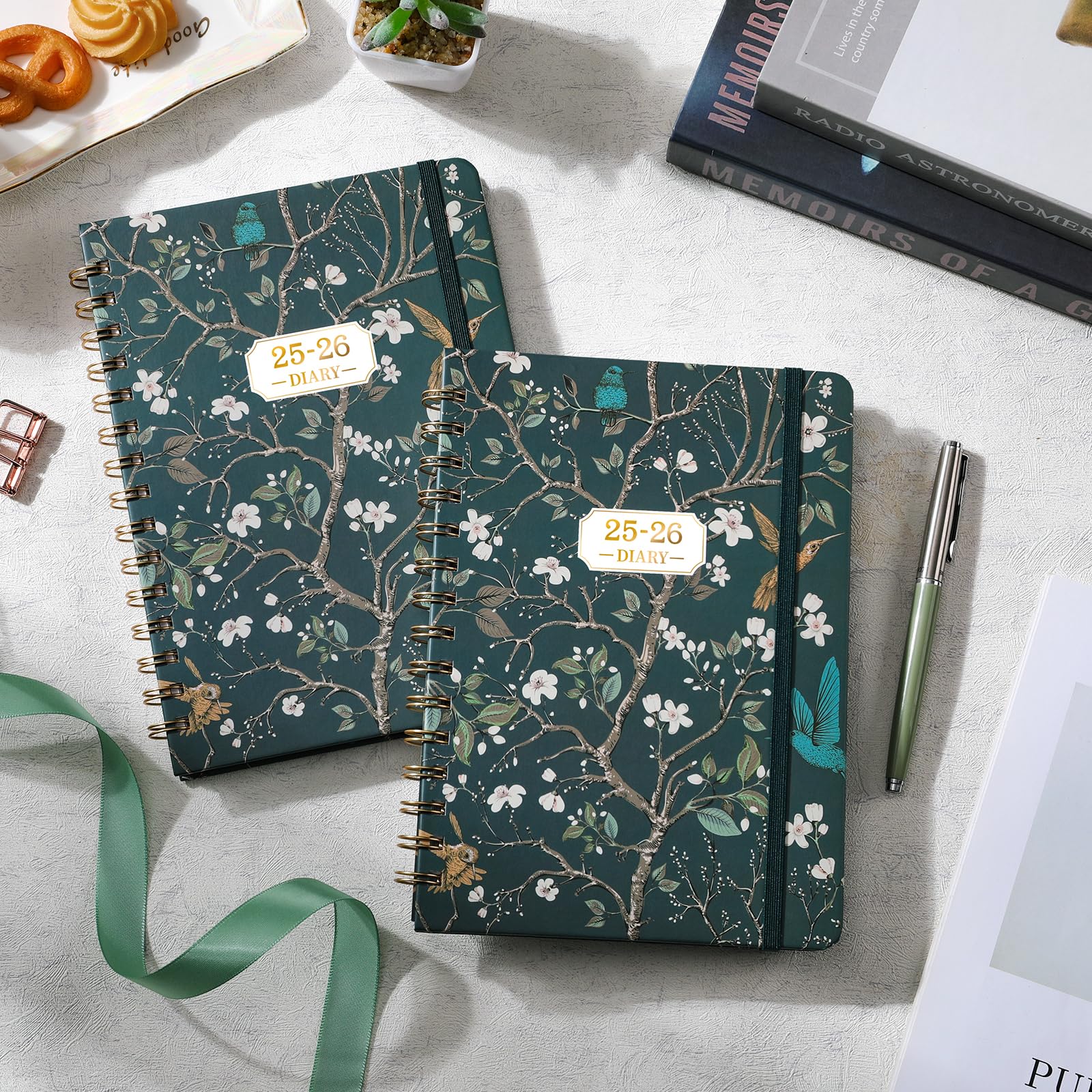 2025-2026 Academic Planner - A5 Weekly Diary from August 2025 to July 2026 with Twin-Wire Binding, Hard Cover & Elastic Closure (21.5x15.5x1.5cm) - Perfect for Students, Teachers & Office Professionals