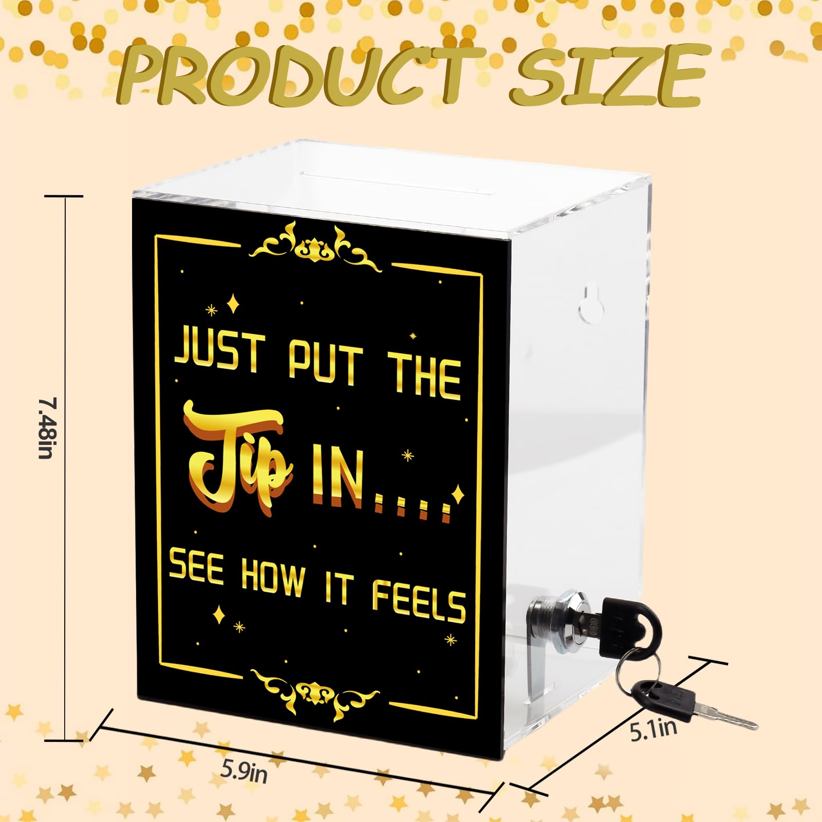 Acrylic Tip Jar with Lock & Slot - Wall Mounted Money Collection Box for Bartenders, Bars & Restaurants - Secure Cash Drop Box (6