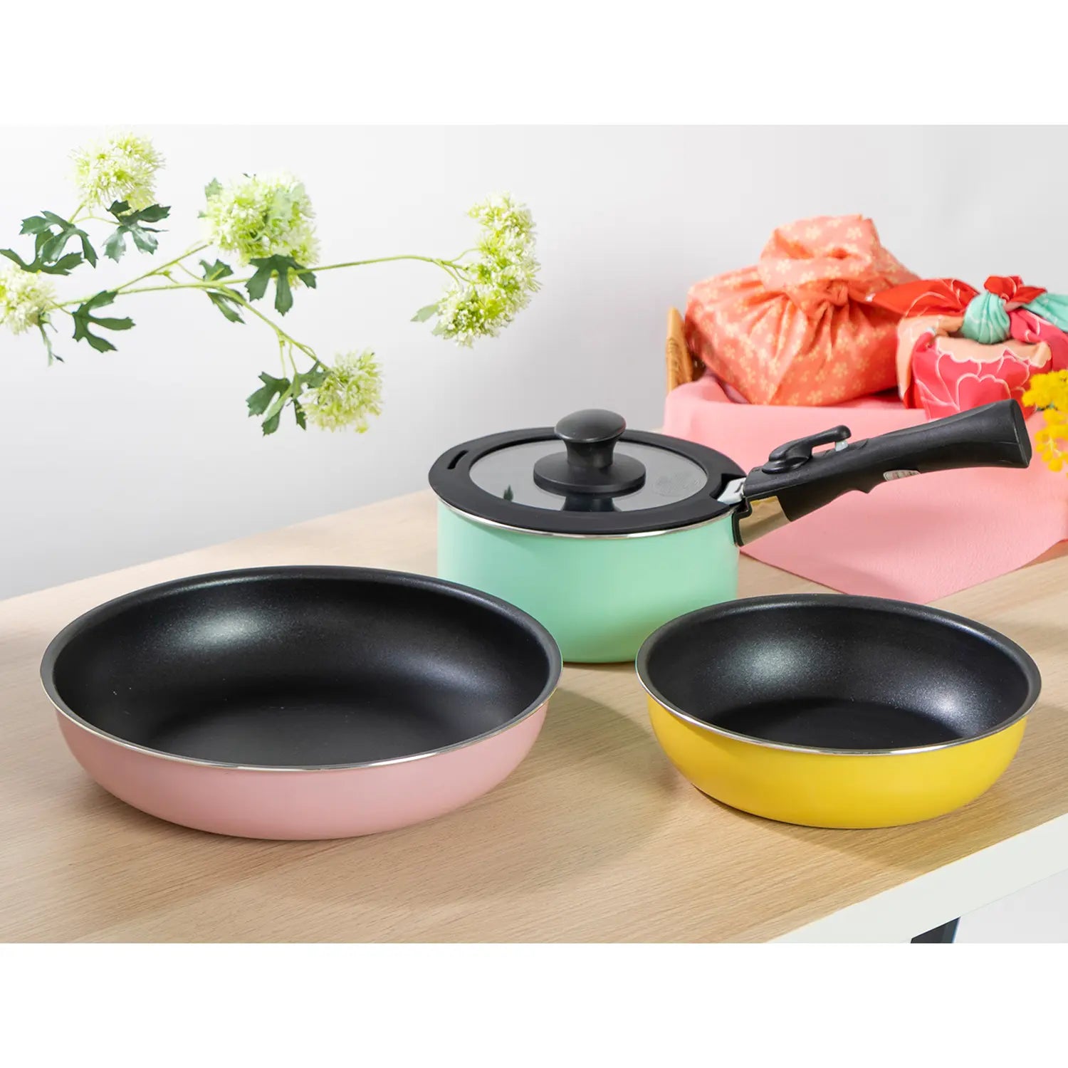 Premium Hirosho Colosele 5-Piece Aluminum Cookware Set - Nonstick, Durable & Lightweight for Professional & Home Cooking - Perfect for Frying, Sautéing & Simmering