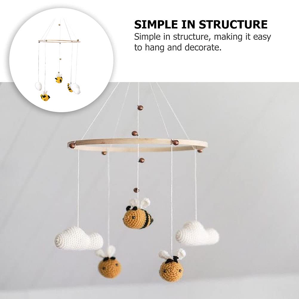 1pc Baby Girl Nursery Mobile Hanging Toy - Handmade Knitted Cloud Crib Decor, Boho Wall Tapestry for Newborn Room, Stroller & Cart Accessory | Perfect for Infant Bedroom, Daycare & Gift Giving