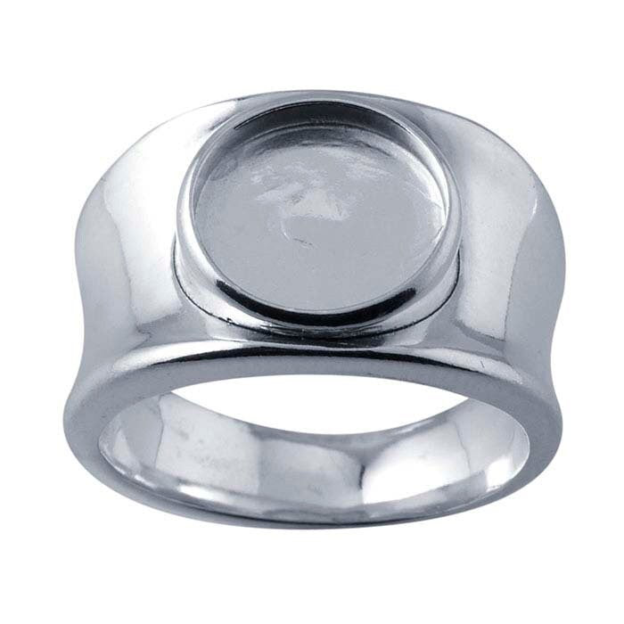 Sterling Silver 10mm Round Concave Cabochon Ring Mounting - Blank Setting for Gemstones (Size 5-10) | Perfect for Jewelry Making, DIY Crafts & Custom Ring Designs