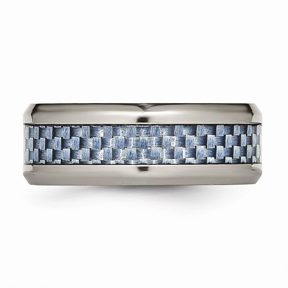 Premium Solid Titanium Men's Wedding Band Ring with Blue Carbon Fiber Inlay - Comfort Fit Design for Everyday Wear & Special Occasions