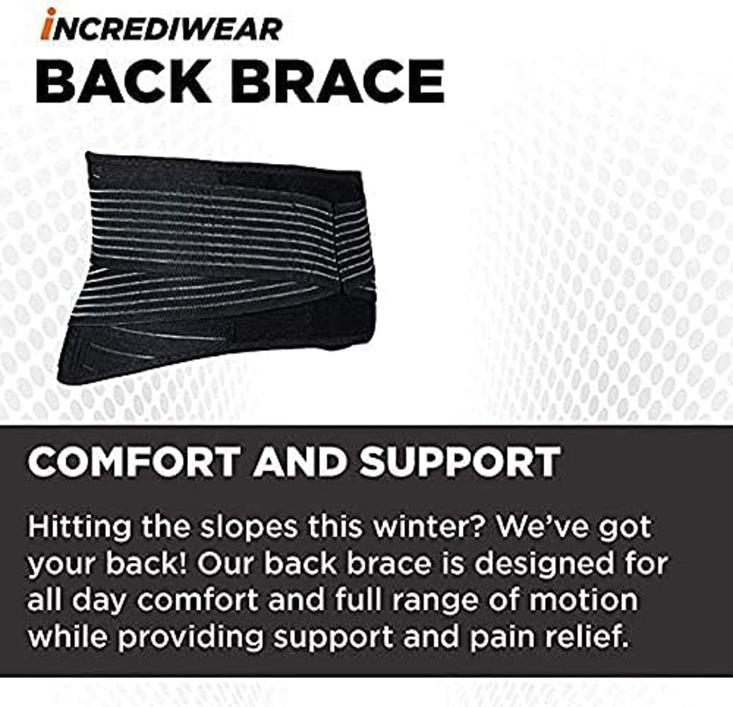 Incrediwear Back Brace for Lower Back Pain Relief - Adjustable Lumbar Support for Sciatica, Herniated Disc & Muscle Pain - X-Large Size - Ideal for Work, Sports & Daily Activities