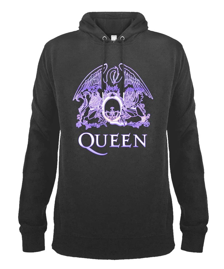Amplified Queen Neon Sign Slate Pullover Hoodie - Stylish Graphic Sweatshirt for Women | Perfect for Concerts, Streetwear & Casual Outfits