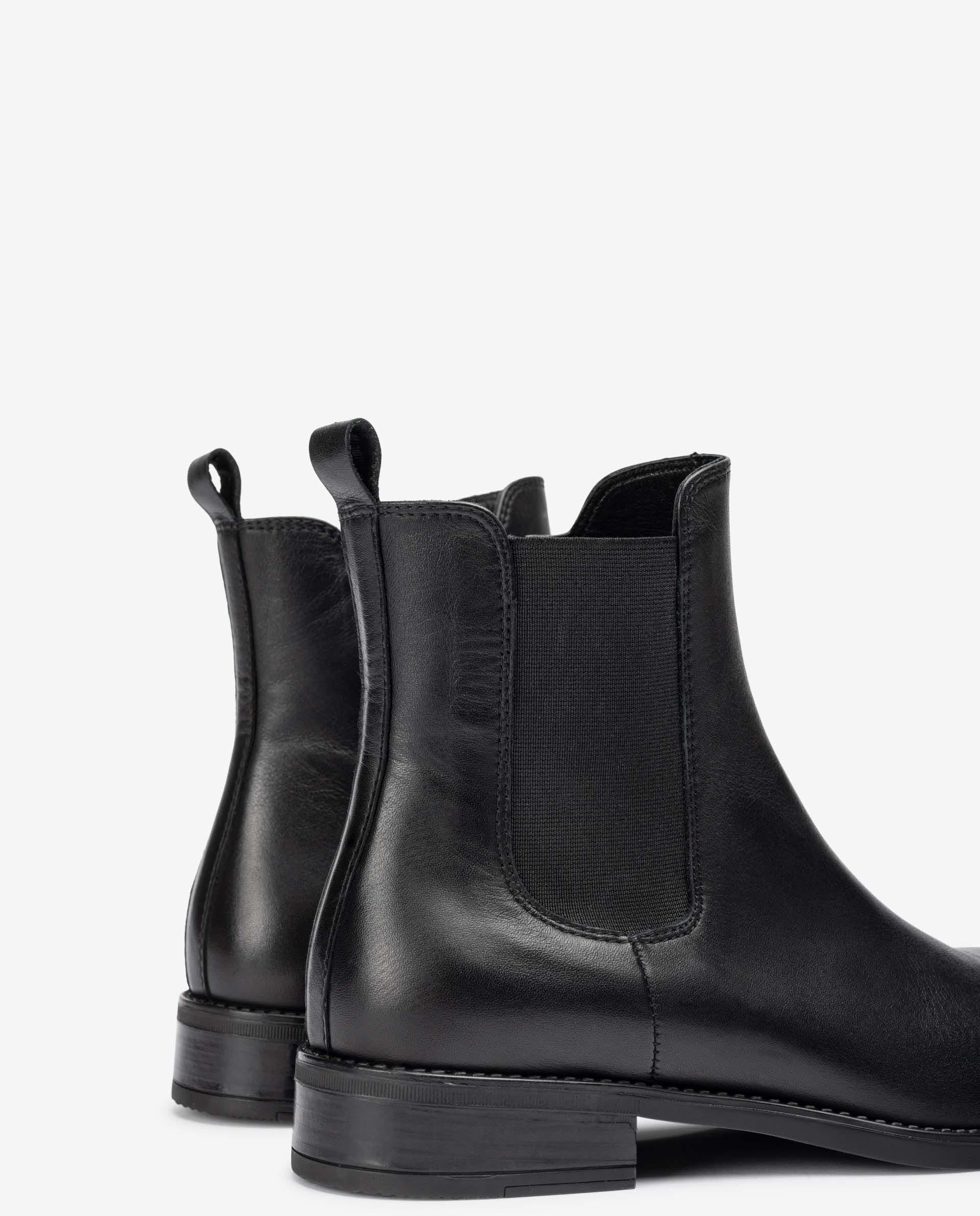 UNISA BARTY Women's Black Leather Ankle Boots - Stylish & Comfortable Low Heel Booties for Fall/Winter, Office Wear & Casual Outfits