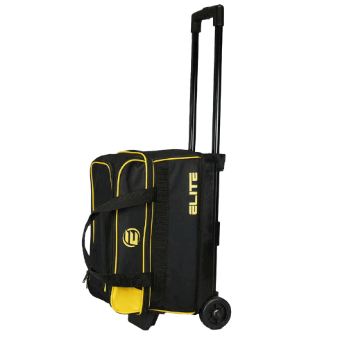 ELITE Basic Double Roller Black/Yellow Bowling Bag - Durable Travel Bowling Case for League & Tournament Players - Perfect for Bowling Alley, Sports Gym & Travel