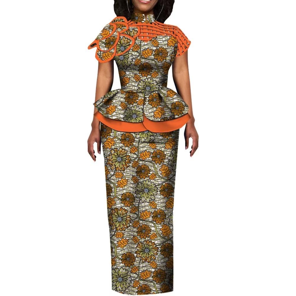 African Print Floral Braided Tops and Long Skirts Set for Women | Traditional Outfit | Perfect for Cultural Events, Weddings & Festivals